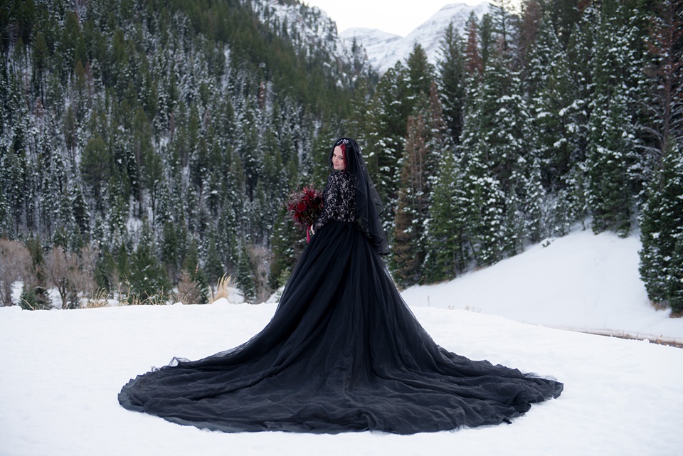 black winter wedding dress A moment for the dress. What do we think of the Black Wedding Dress?