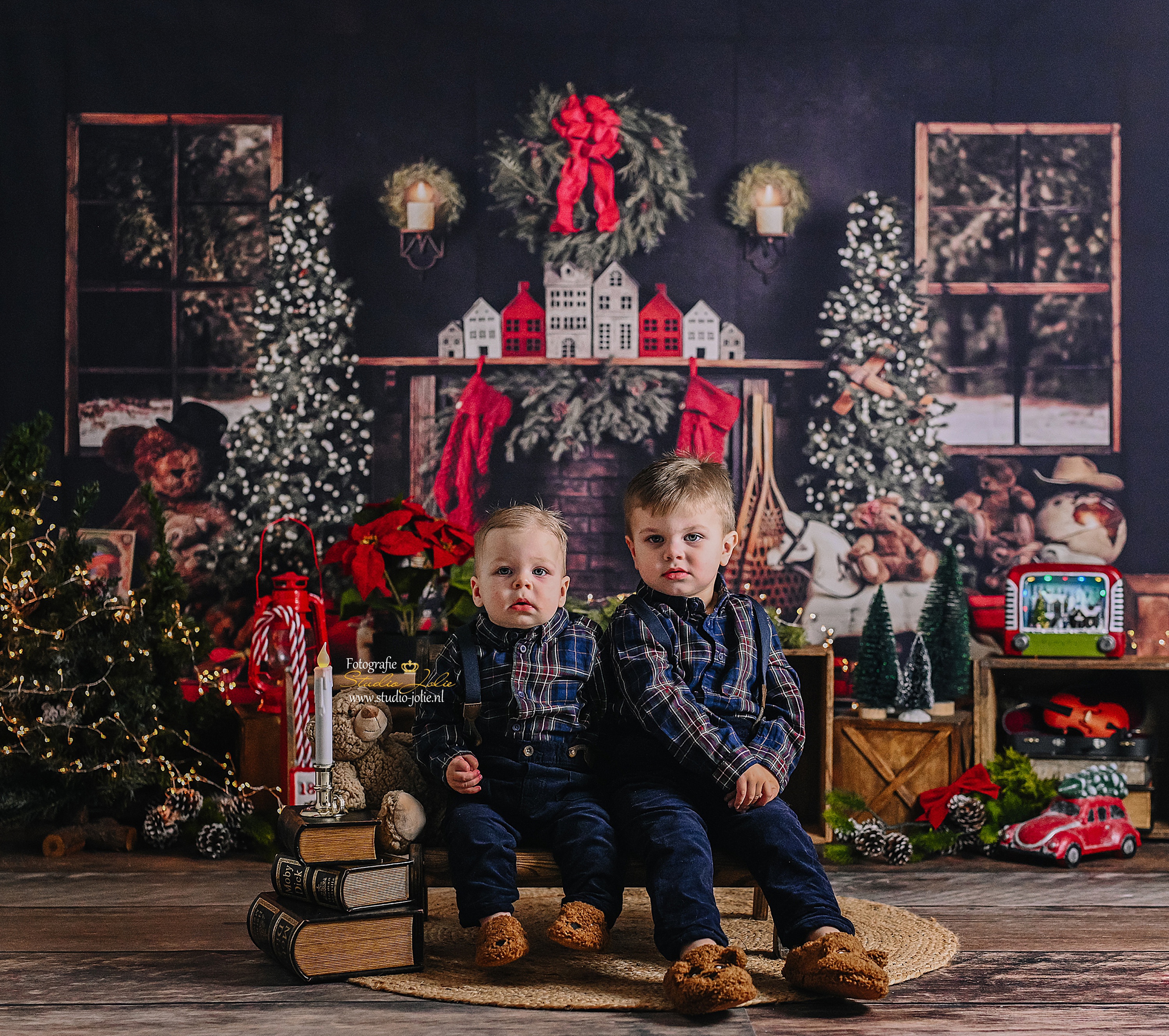 Kerst Fotografie Achtergrond 3x2,5m – Gebogen Venster Met Besneeuwde Bomen En Witte Gordijnen, Microfiber, Voor Portretten, Gezinsfoto's En Feestdecoratie