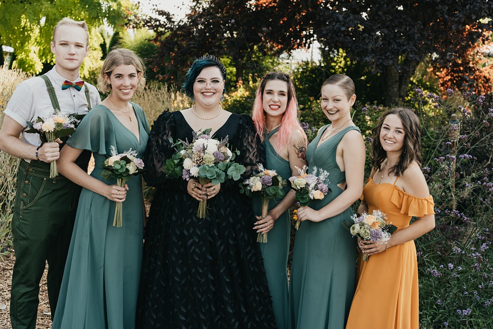 falling water gardens wedding,queer wedding seattle wedding photography,queer wedding