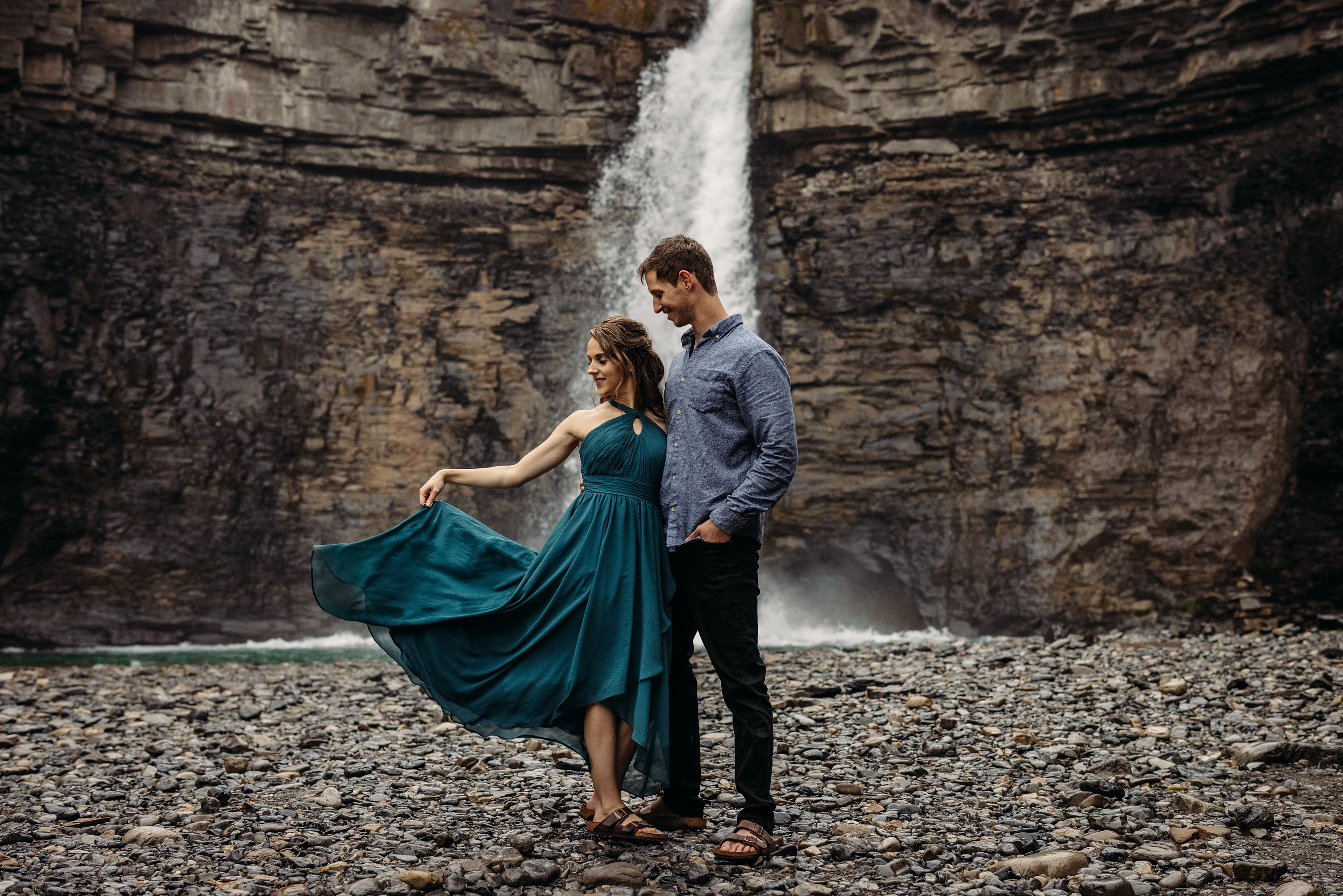  Ashley Daphne Photography, waterfall engagement photos