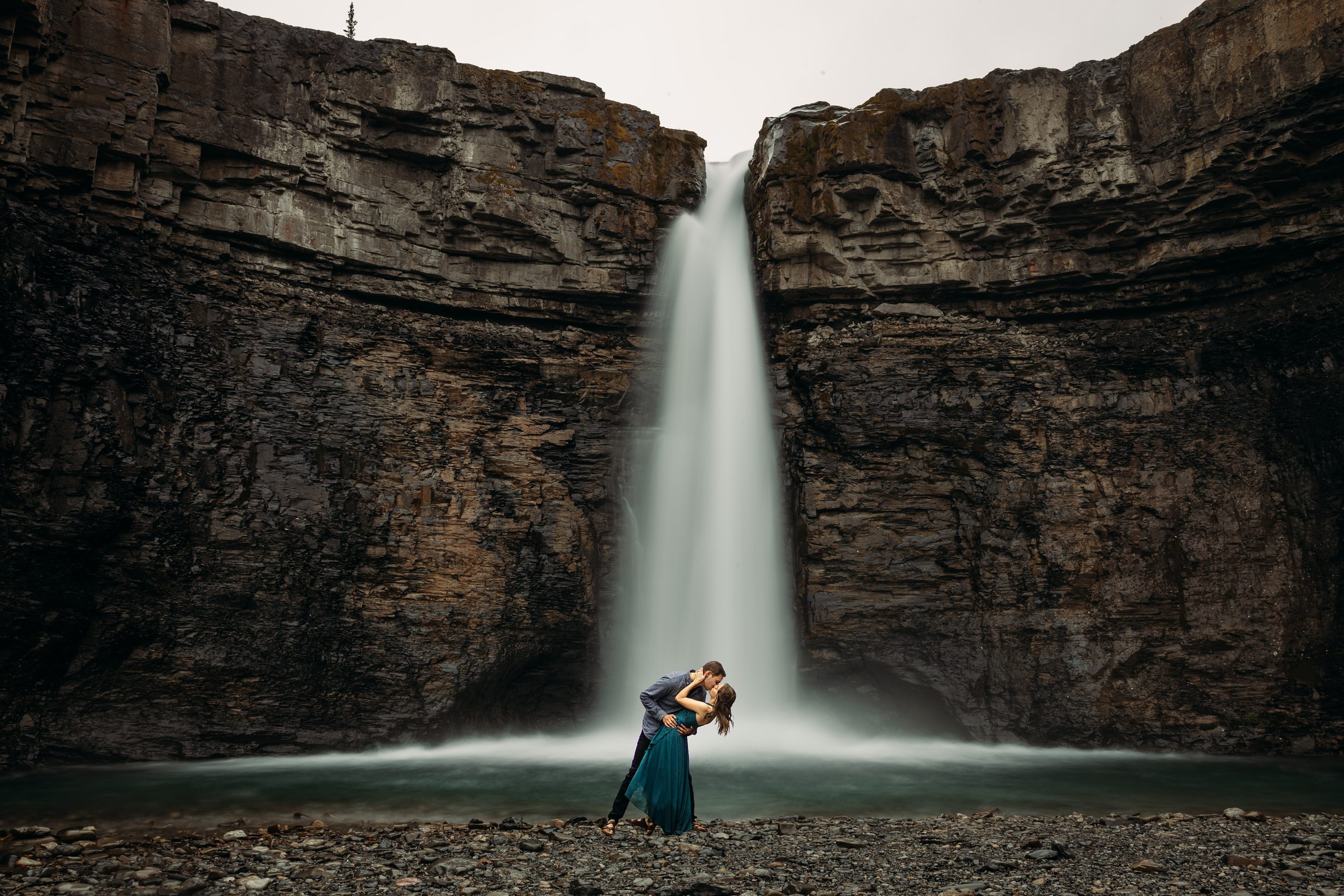  waterfall photography, Calgary engagement photographer