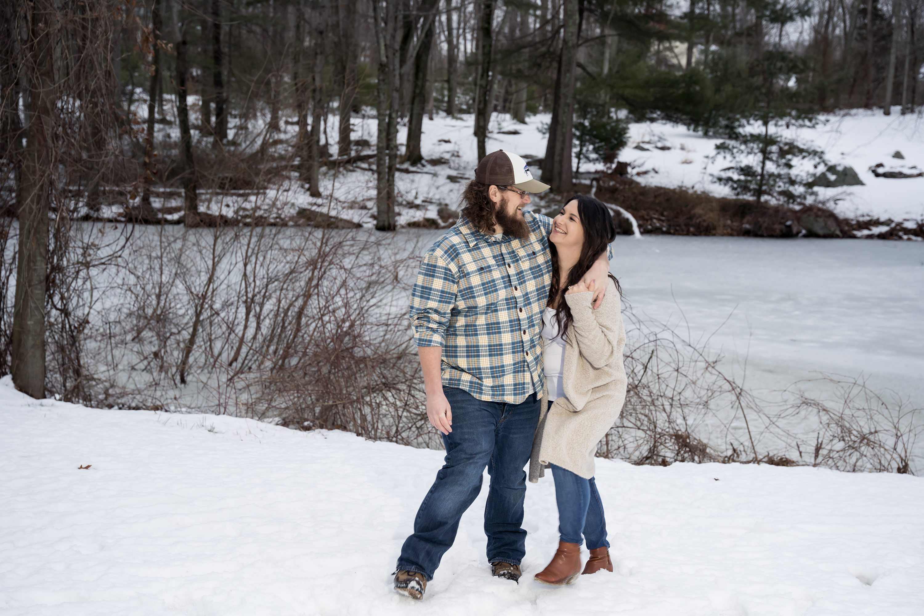 Maureen Russell Photography,Sharon Wedding Photographer,Engagement Session by a Pond,Winter Engagement Session,TerryDiddle Farm Wedding,Rehoboth Wedding Photographer