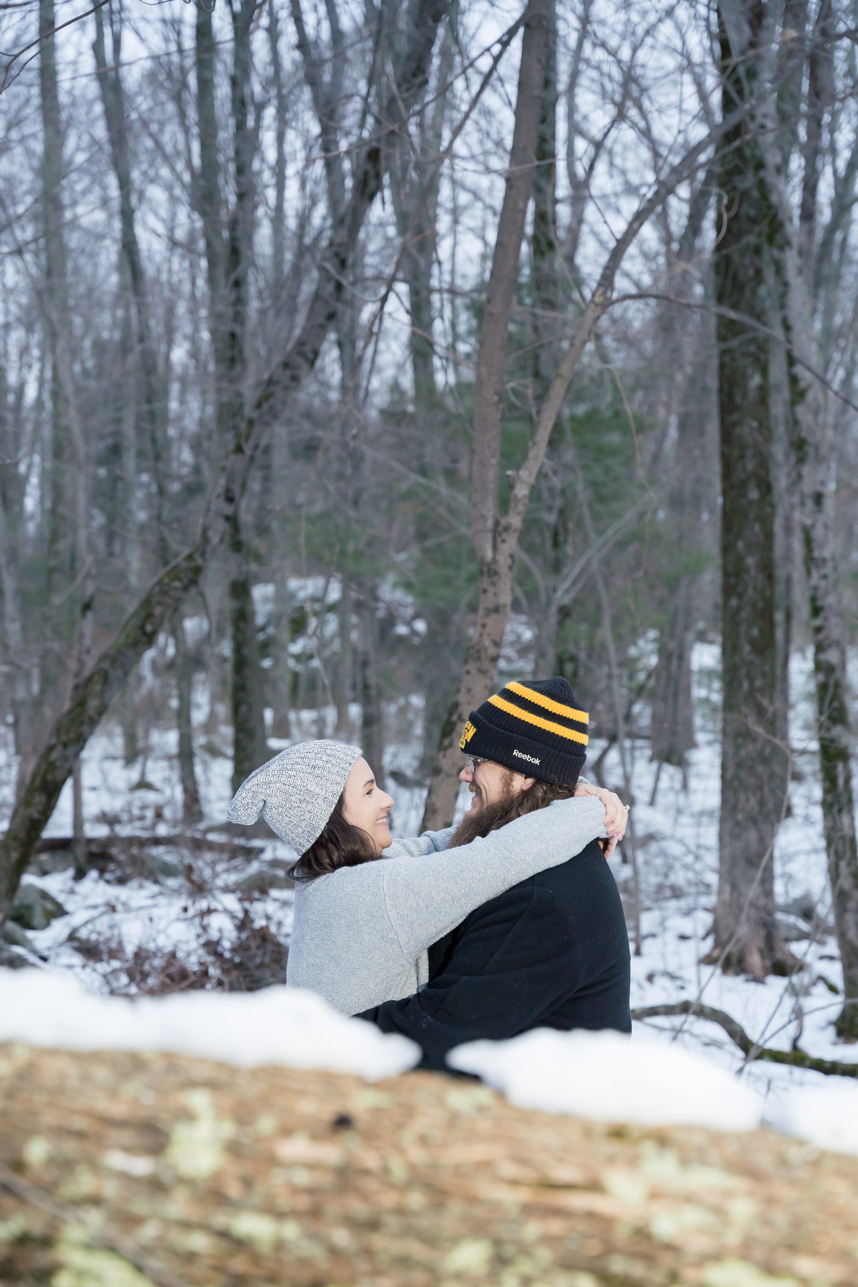 Rhode Island Wedding Photographer,Massachusetts Wedding Photographer,Engagement Session in the Snow,Woodsy Engagement Pictures,Engagement Session in the Woods