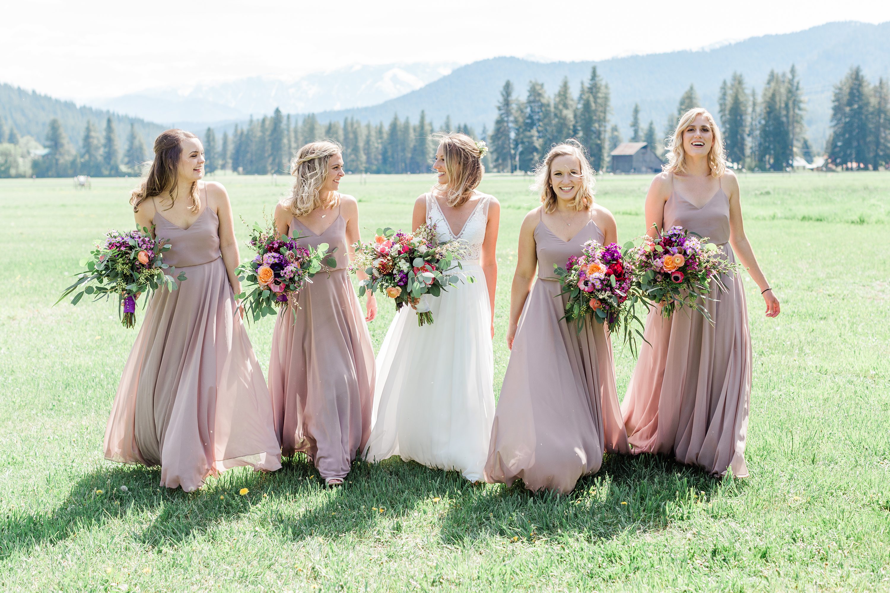 mccall wedding photographer,boise weddings,spring mountain lodge weddings,bridal party dresses,bridal party,bridesmaids photos