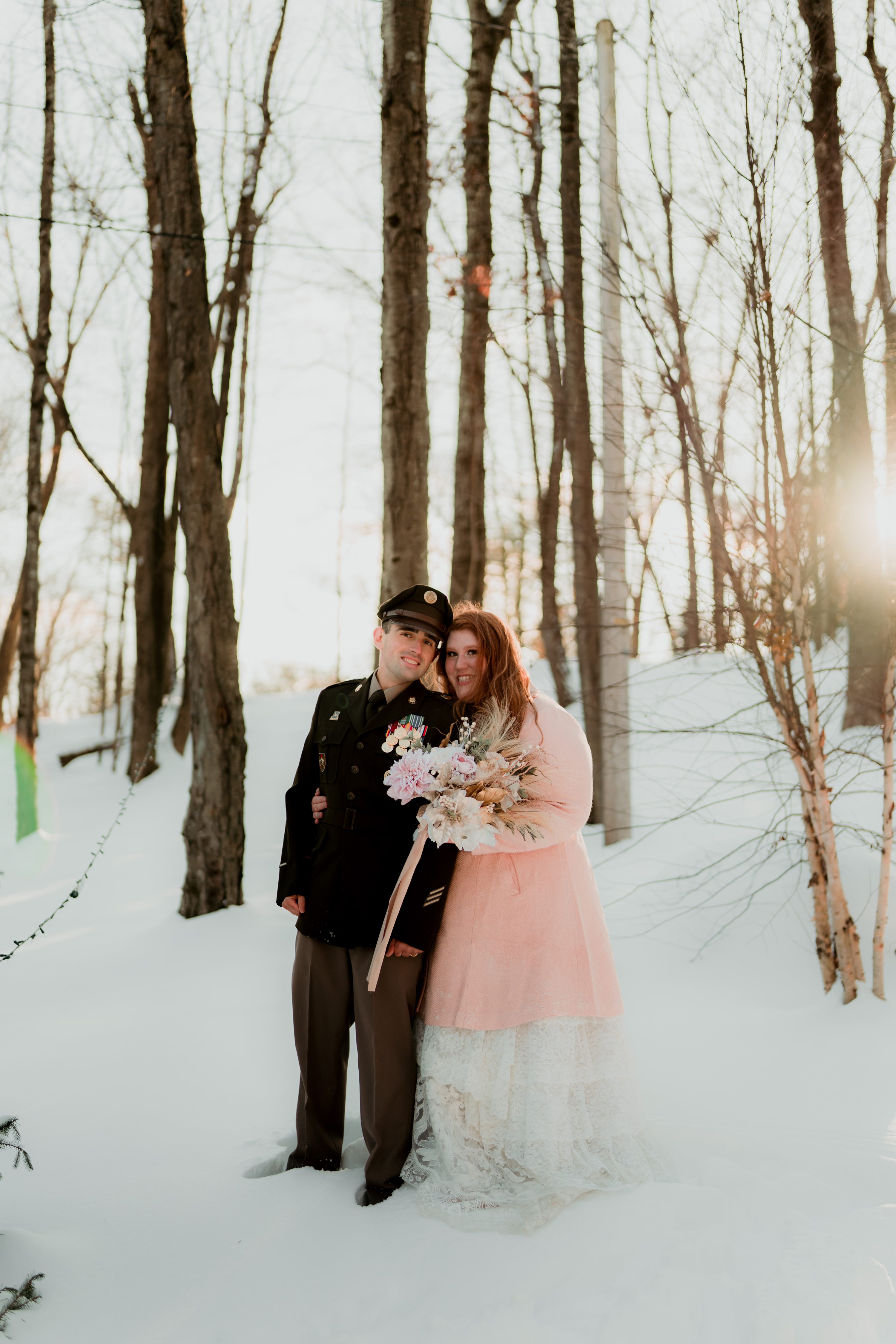 Bride and Groom pictures in the snow,NEPA Elopement Photographer