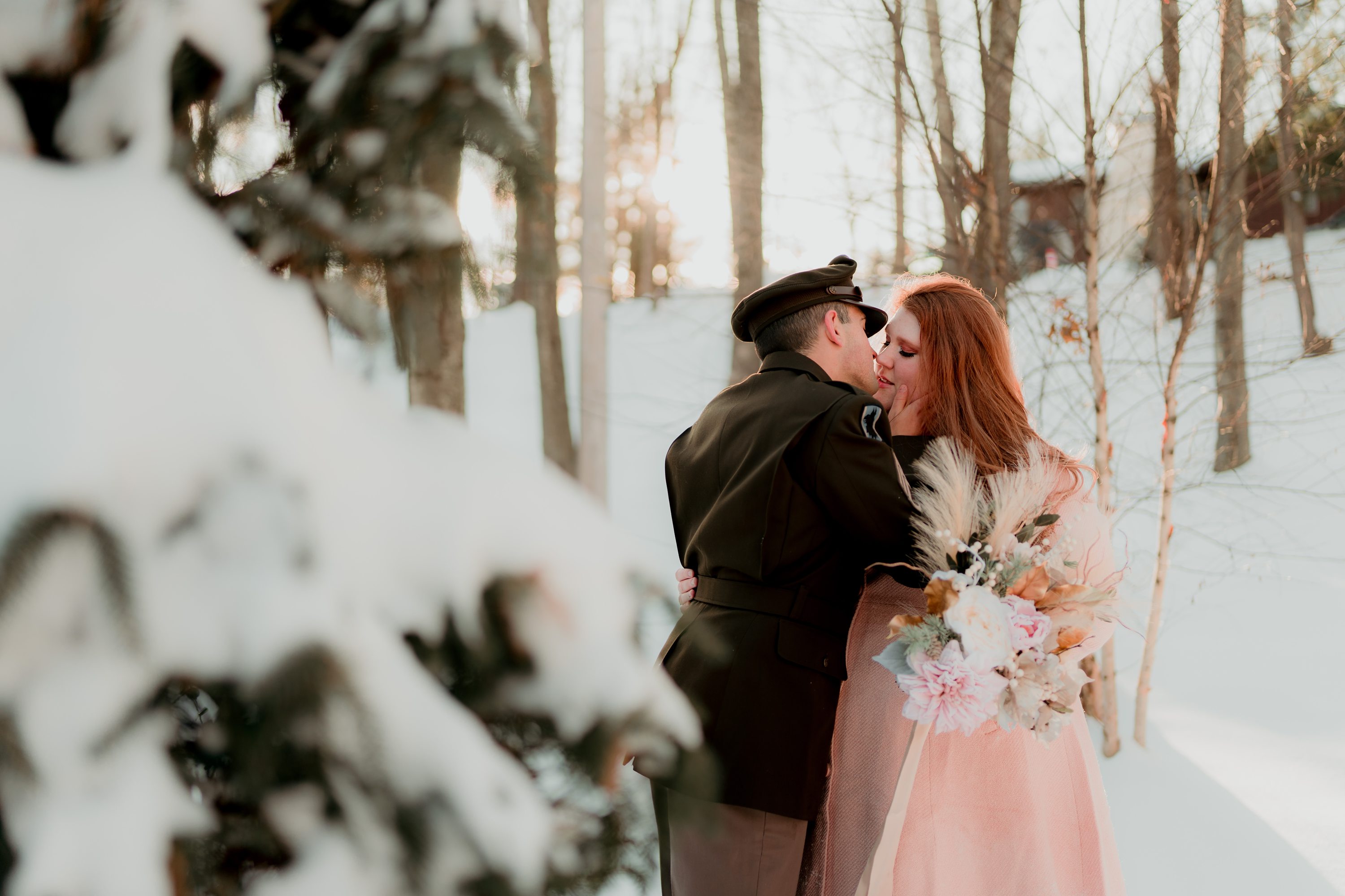 Easton Wedding Photographer,Snowy outdoor wedding