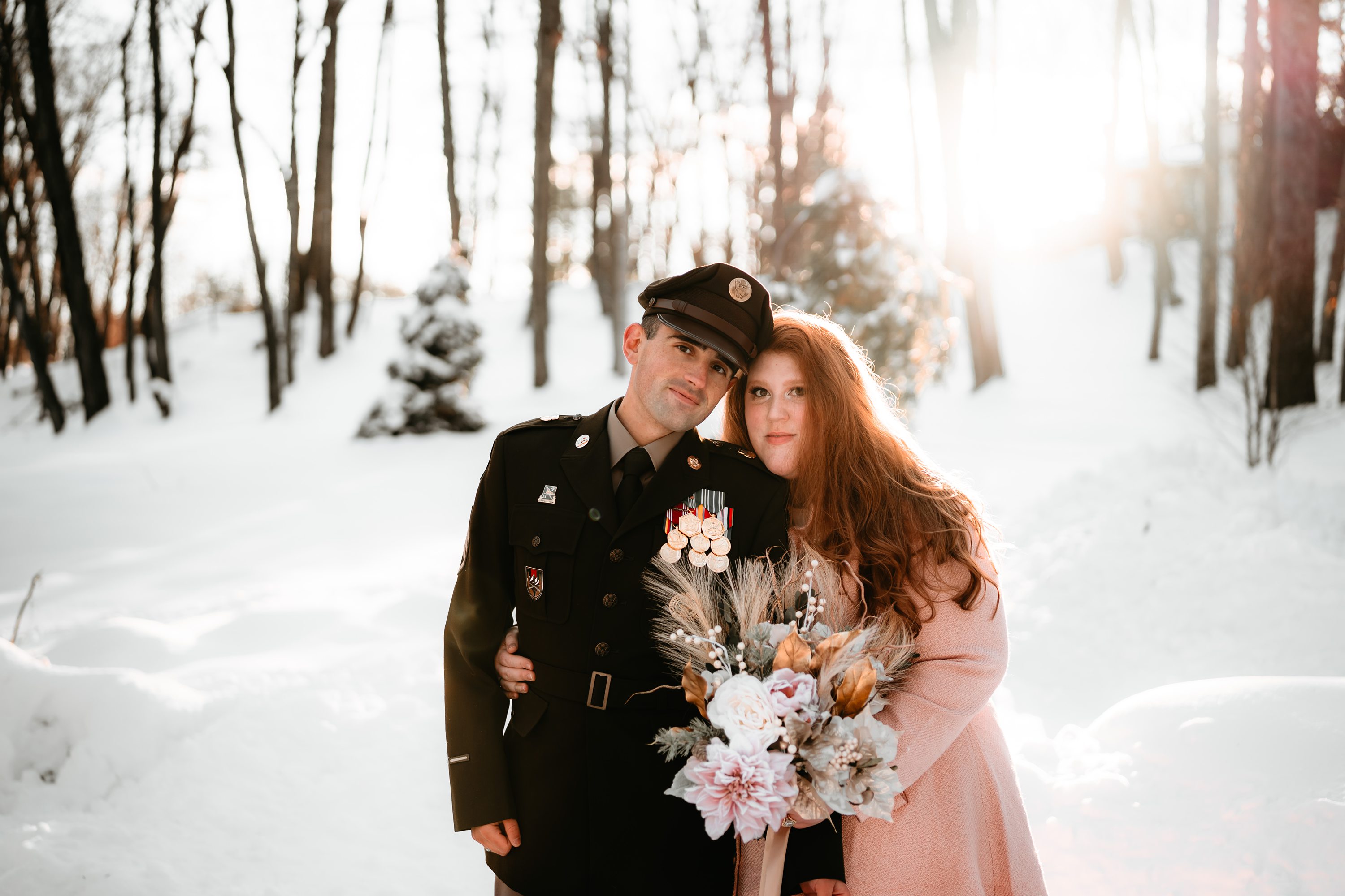 Bride and Groom pictures in the snow,Scranton Wedding Photographer