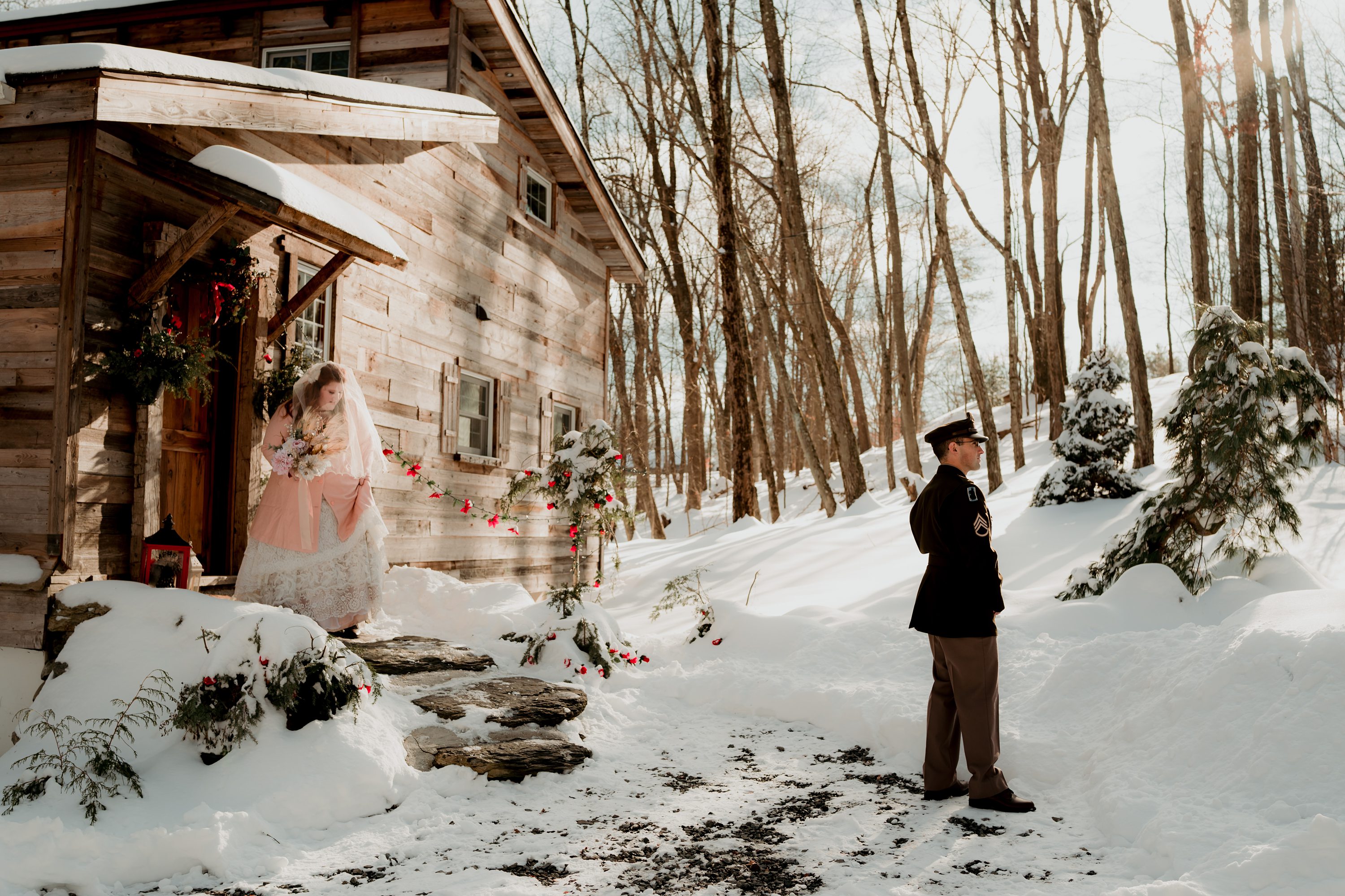 Bride and Groom pictures in the snow,Bloomsburg Wedding Photographer