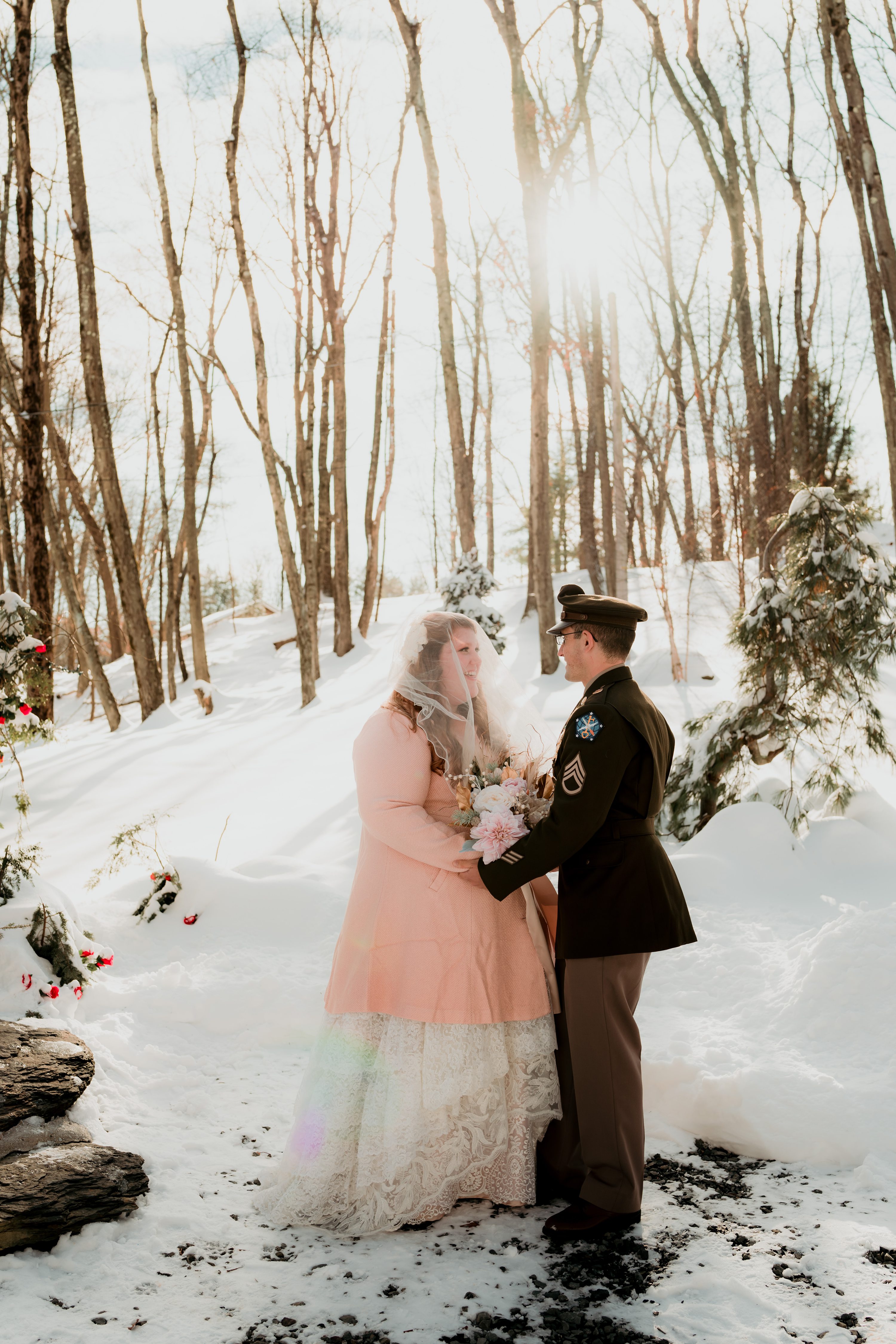 Bride and Groom pictures in the snow,Scranton Wedding Photographer