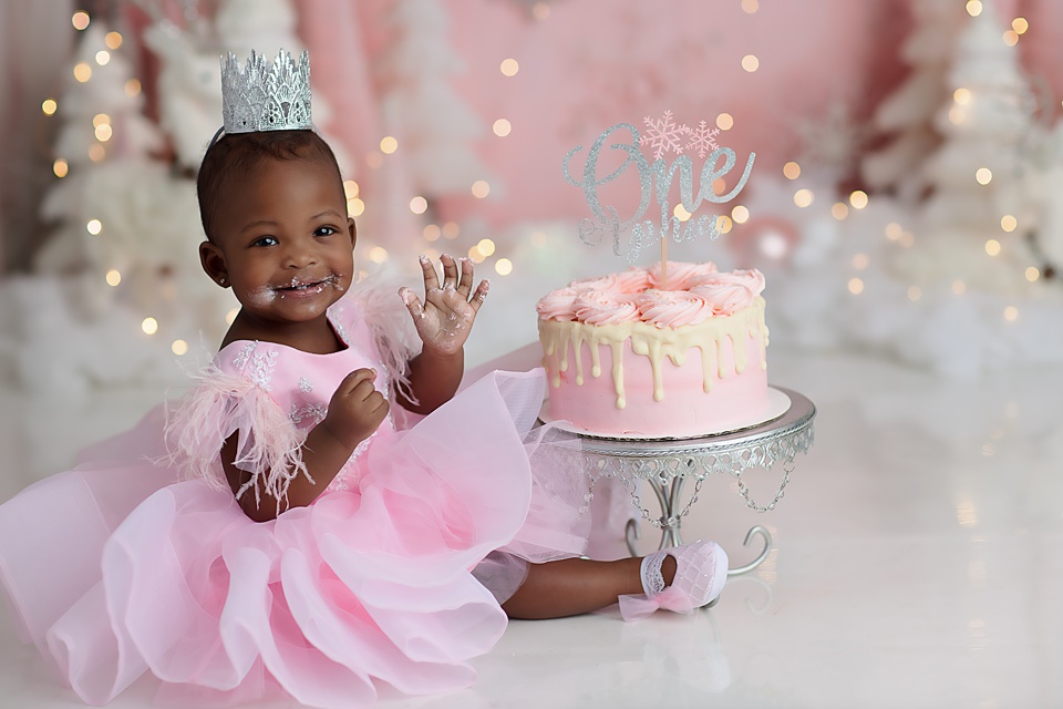 Winter Wonderland Cake Smash in Naperville cake smash photographers near me, Chicago cake smash photographer