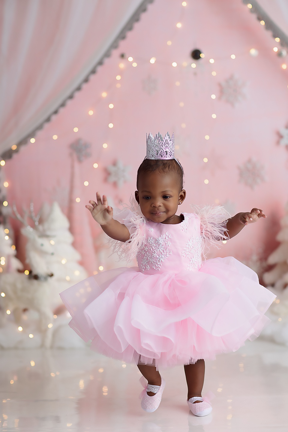 Winter Wonderland Cake Smash in Naperville Chicago cakesmash photographer