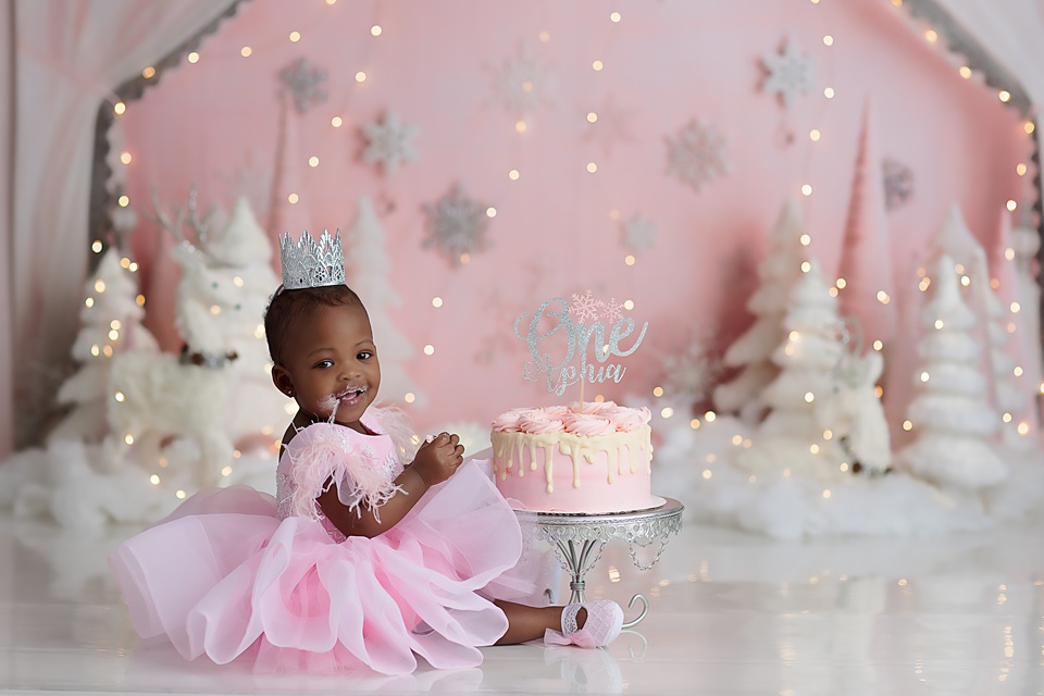 Winter Wonderland Cake Smash in Naperville Naperville cake smash photographer,alice in wonderland cake smash boy