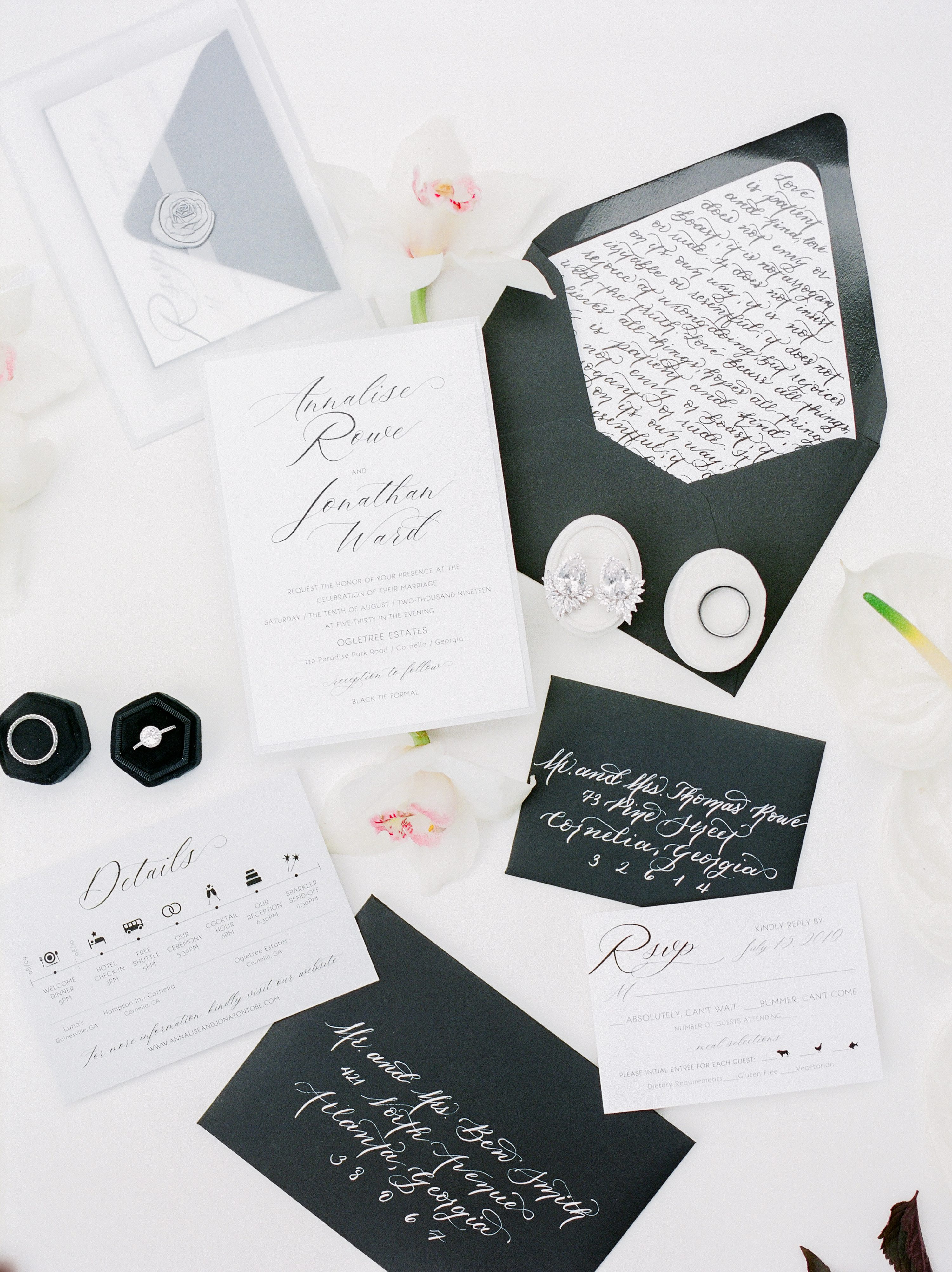 Outdoor Ceremony,Black and White Wedding