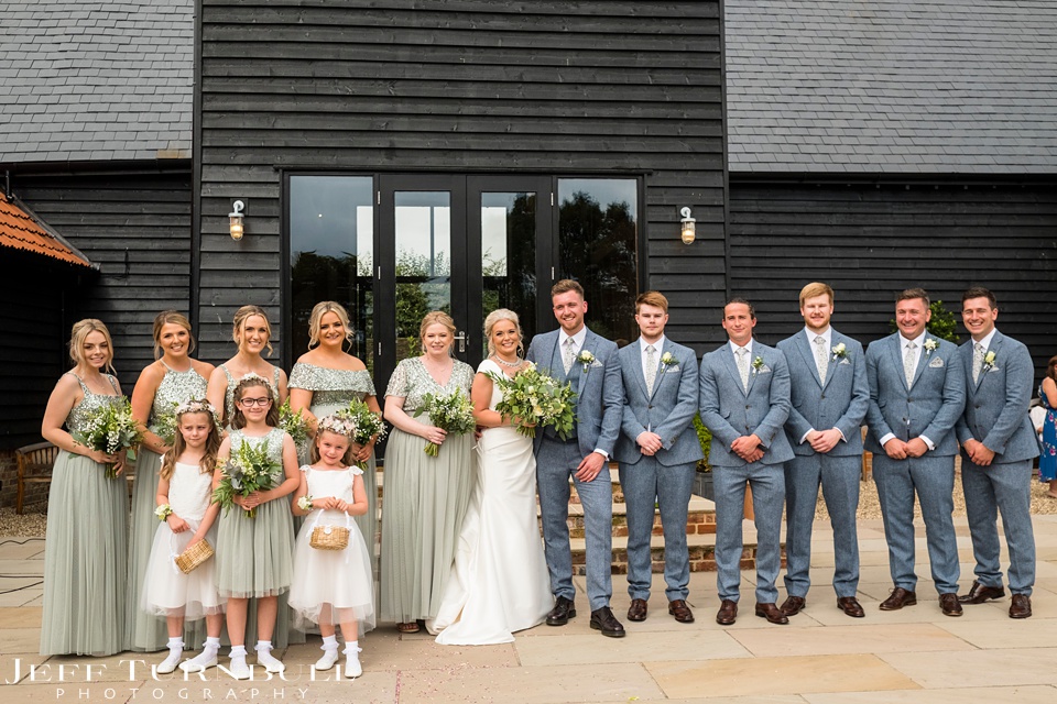 Essex Wedding Wedding Photographer,Summer Wedding,Wedding Party in front of Villiers Barn