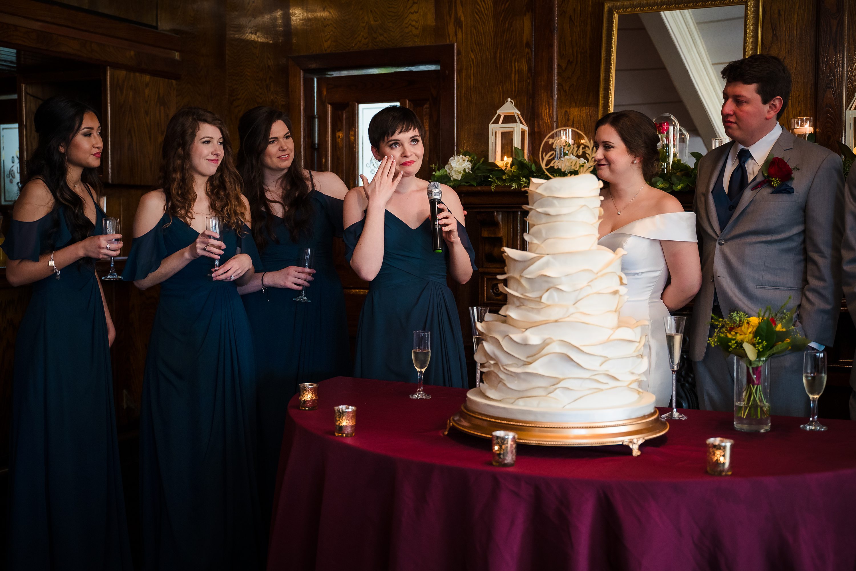 indoor oak lodge wedding