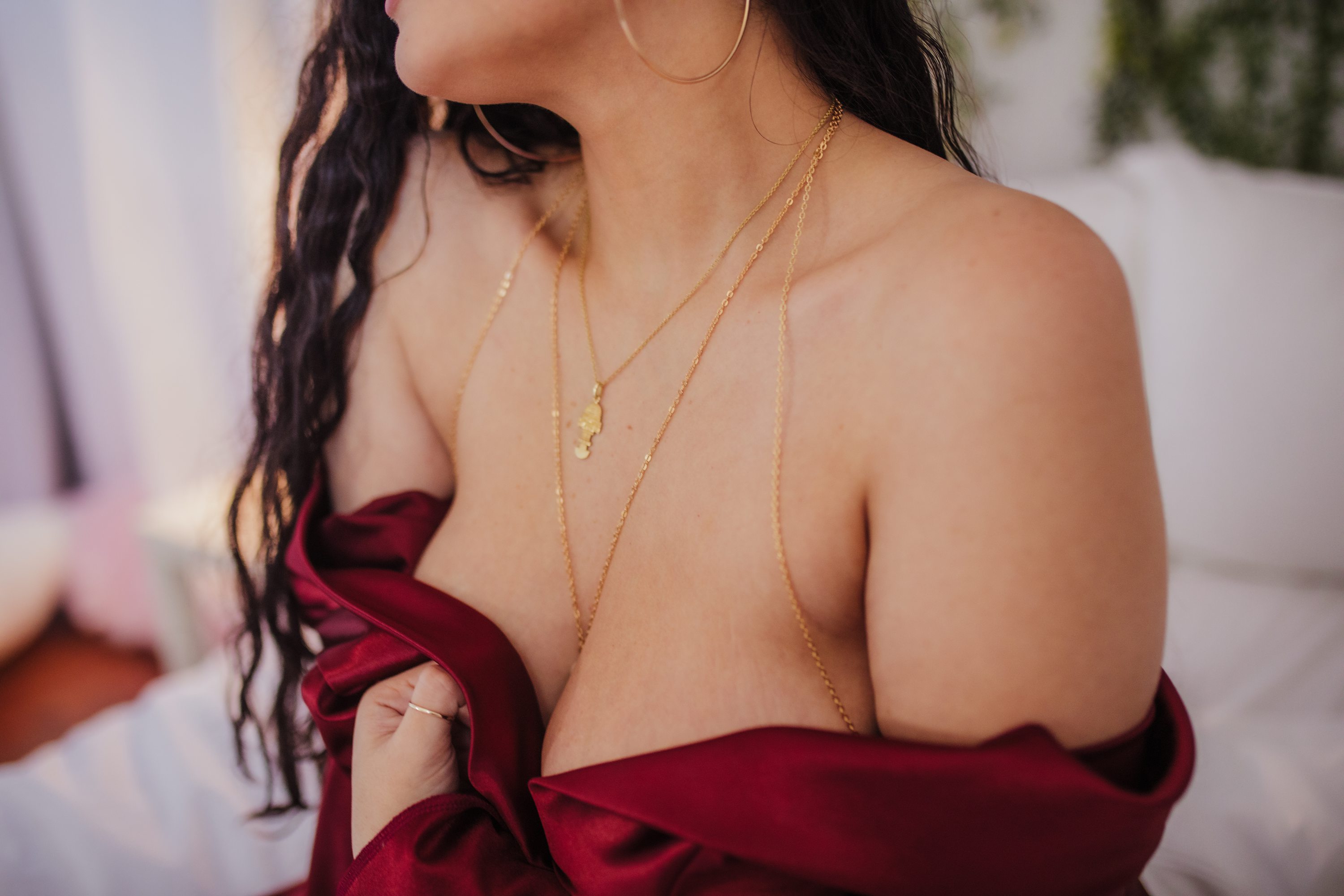 body chains,boudoir shoot,red robe
