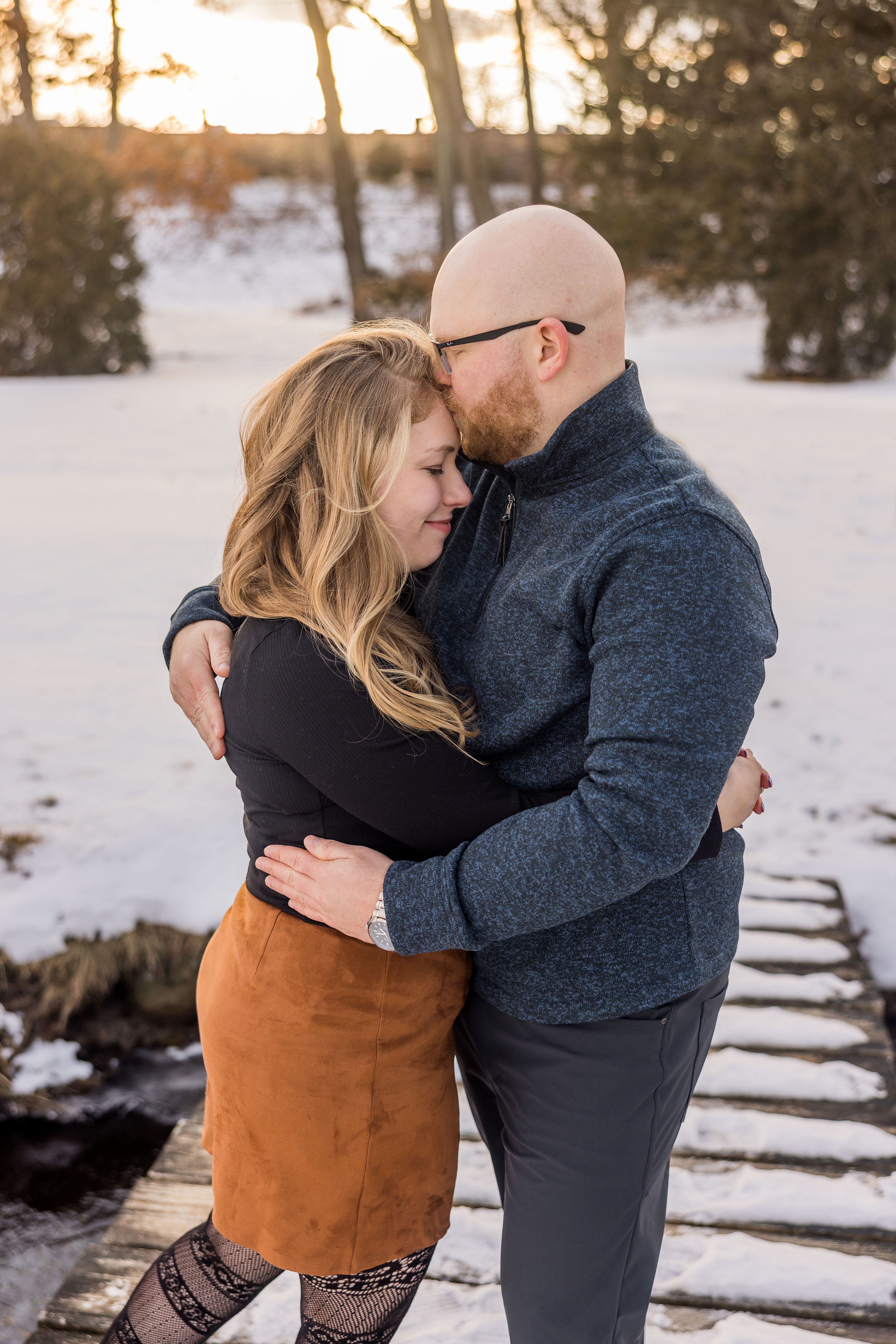 Boston Area Winter Engagement Photos in the Snow, Chelmsford, MA 