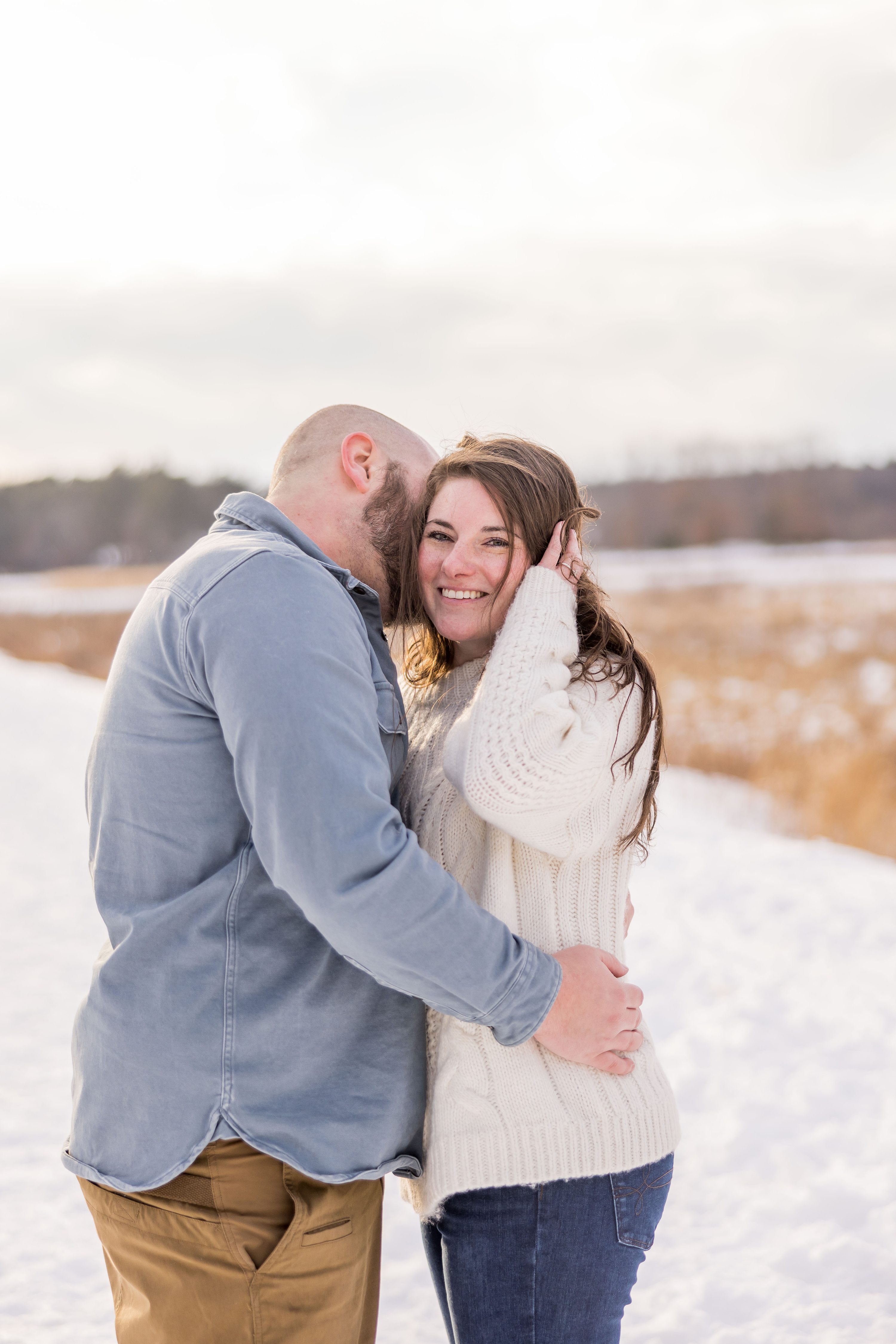 Boston Area Winter Engagement Photos in the Snow, Chelmsford, MA 