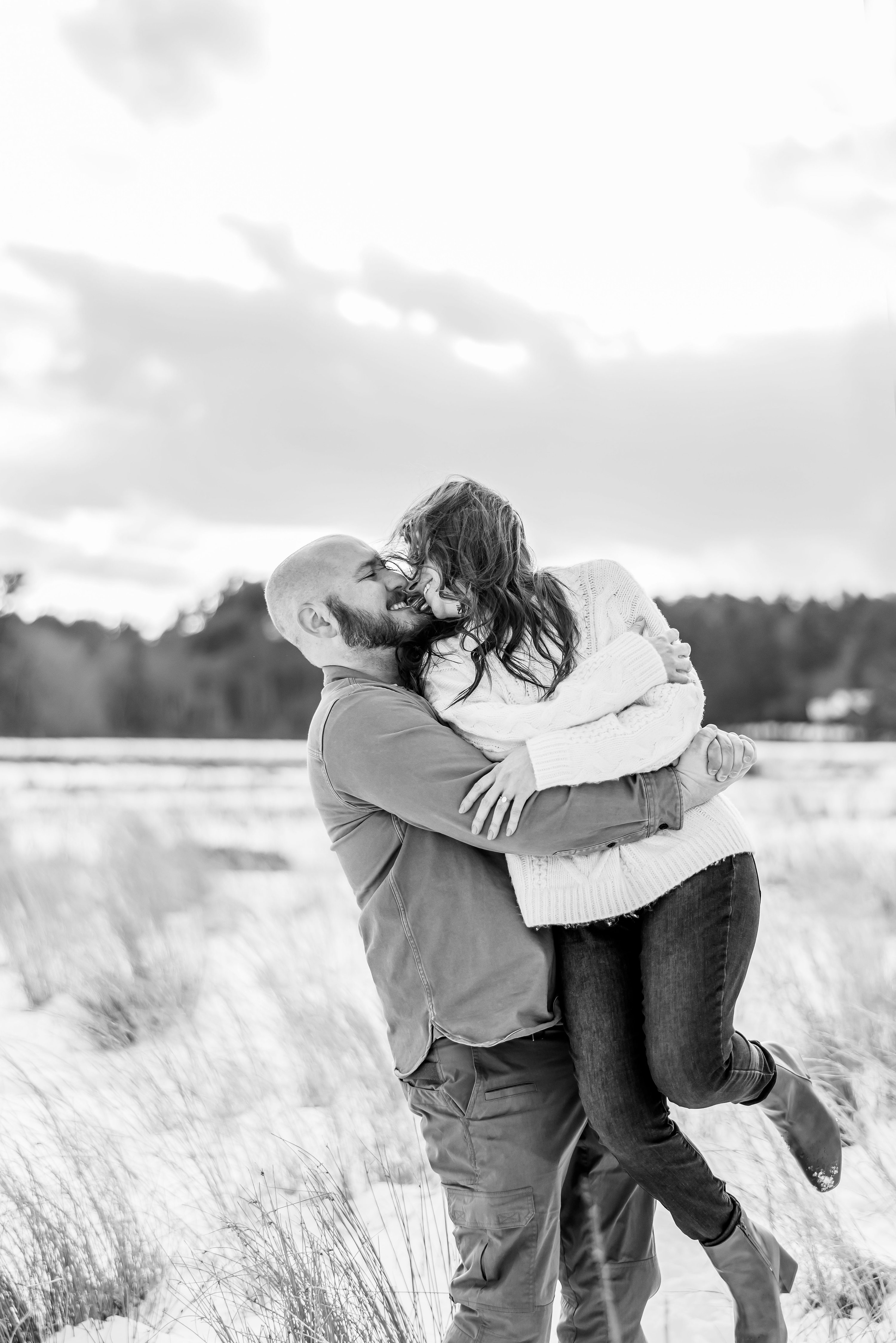 Boston Area Winter Engagement Photos in the Snow, Chelmsford, MA 