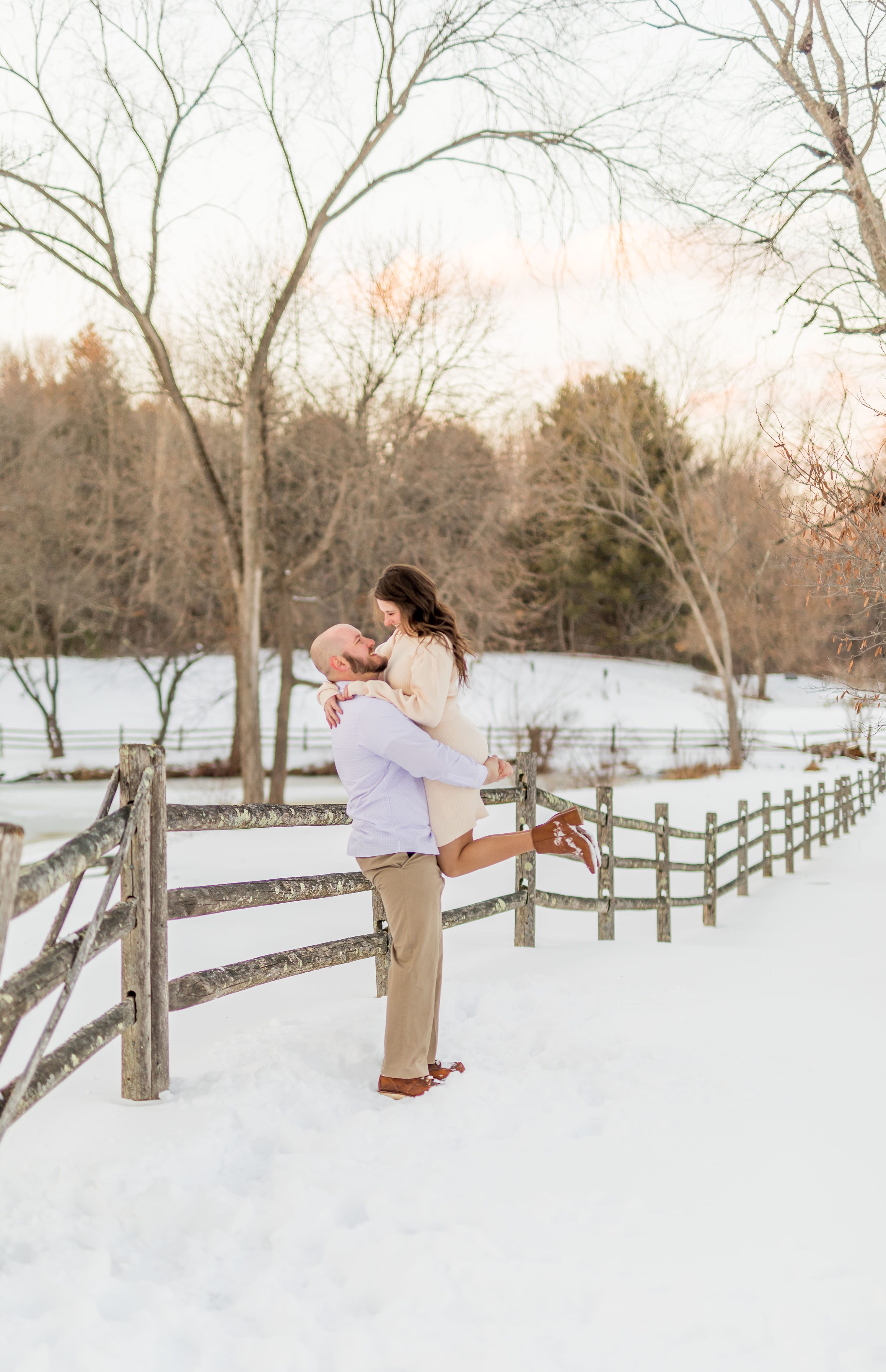 Boston Area Winter Engagement Photos in the Snow, Chelmsford, MA 