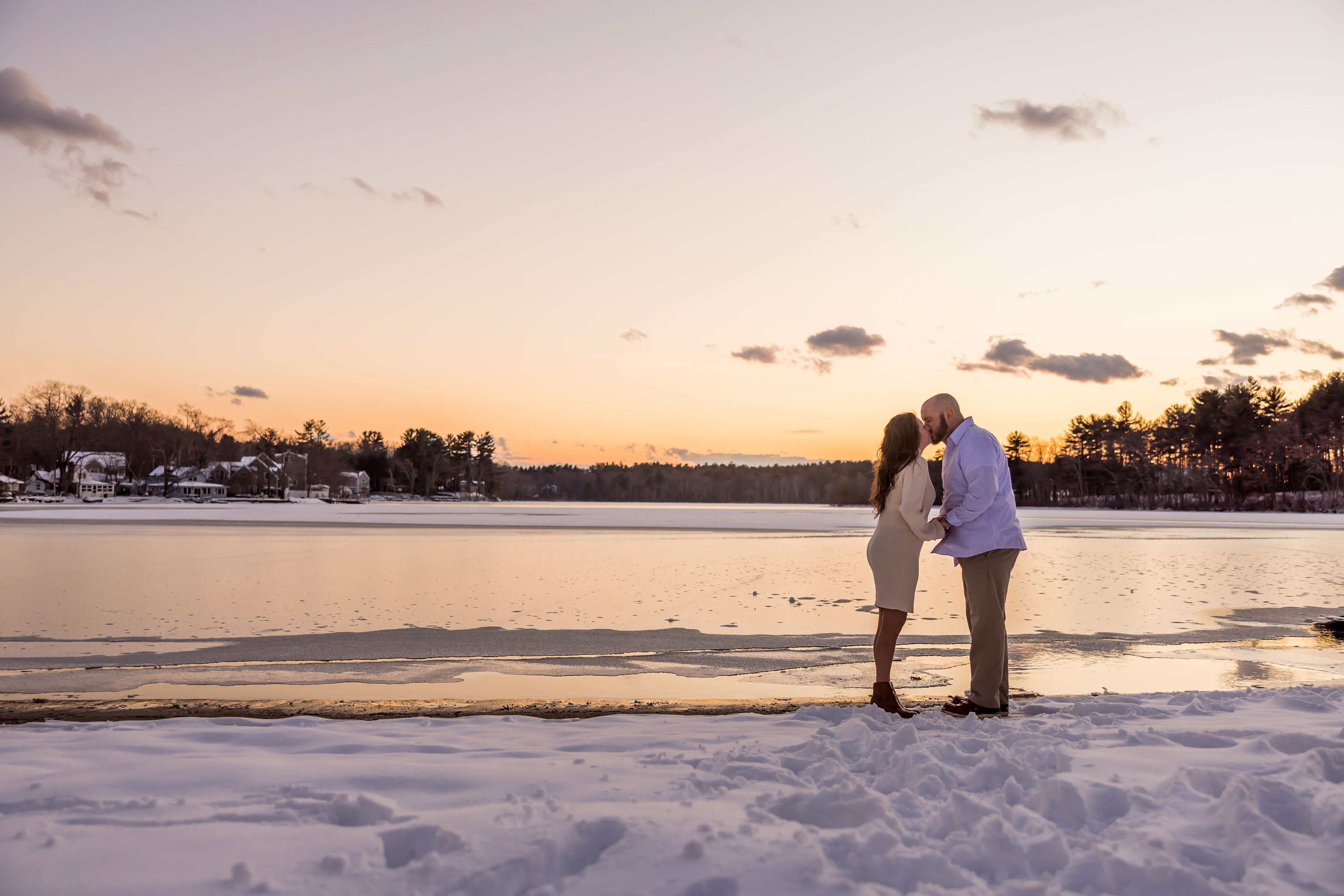 Boston Area Winter Engagement Photos in the Snow, Chelmsford, MA 