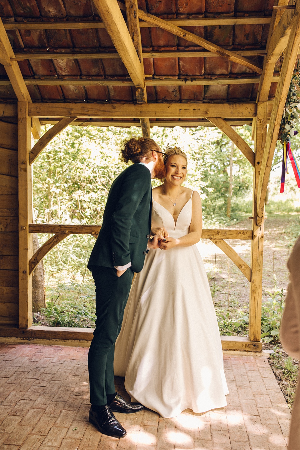 Colourful woodland wedding,Alpheton Hall Barns