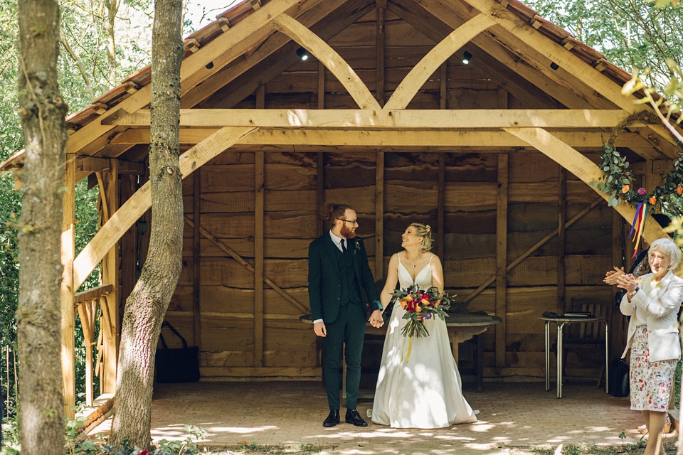 Fun wedding photographer,Colourful woodland wedding