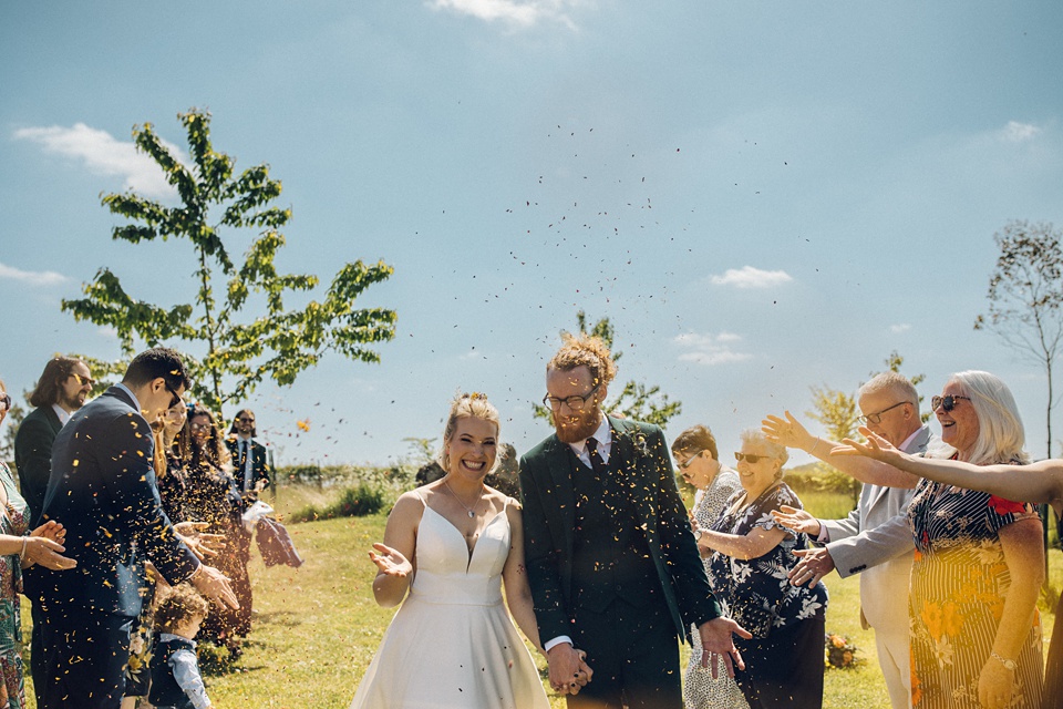 Fun wedding photography,Colourful woodland wedding