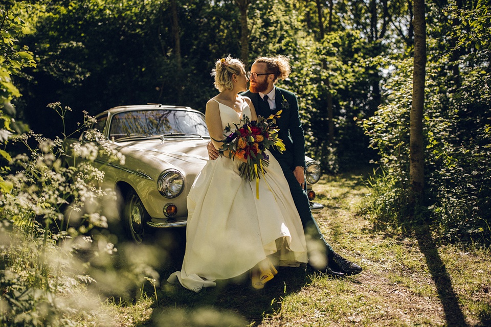 Colourful woodland wedding,Alpheton Hall Barns