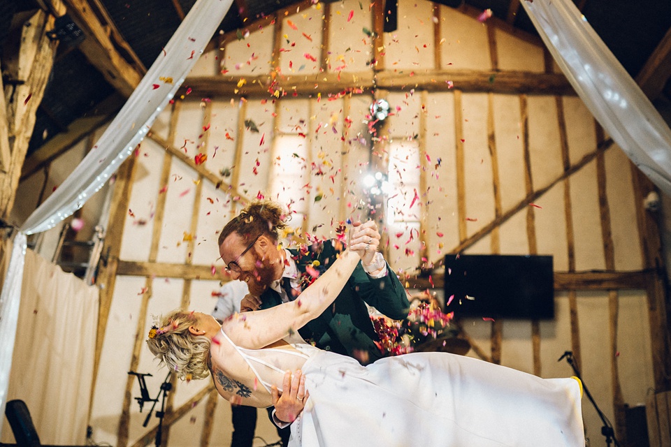 alpheton barns wedding,Colourful woodland wedding
