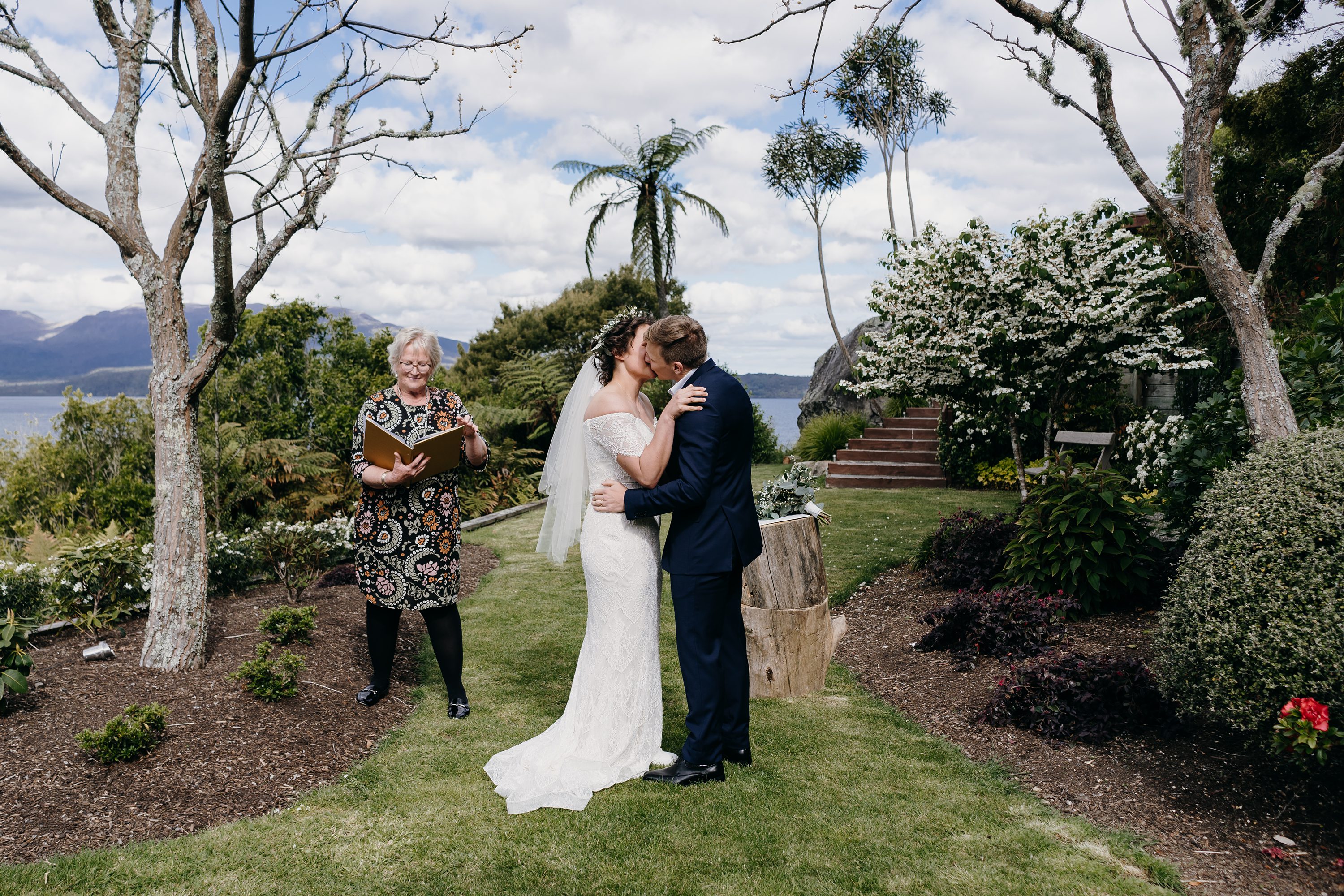 Rotorua Wedding Photographer,NZ Wedding Photographer,First kiss,Wedding Ceremony