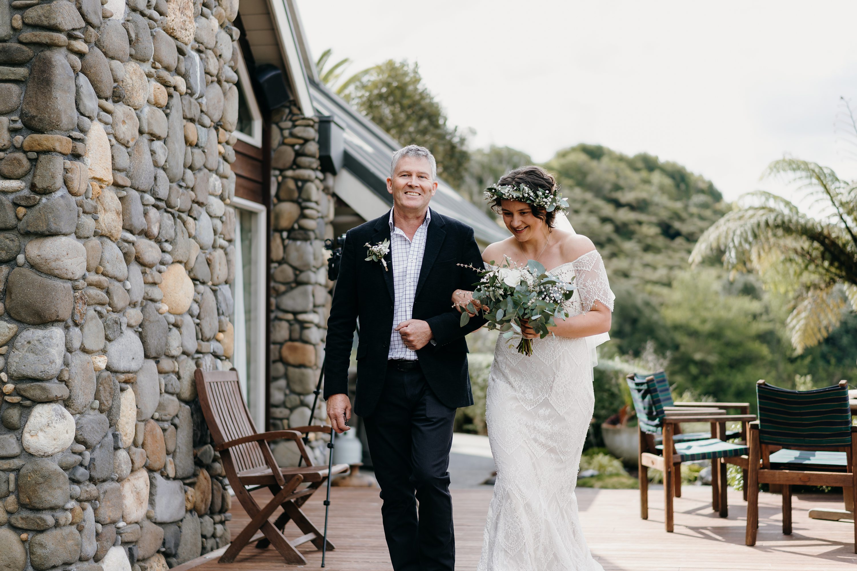 Rotorua Wedding Photographer,The Black Barn Lake Tarawera,Aisle Walk