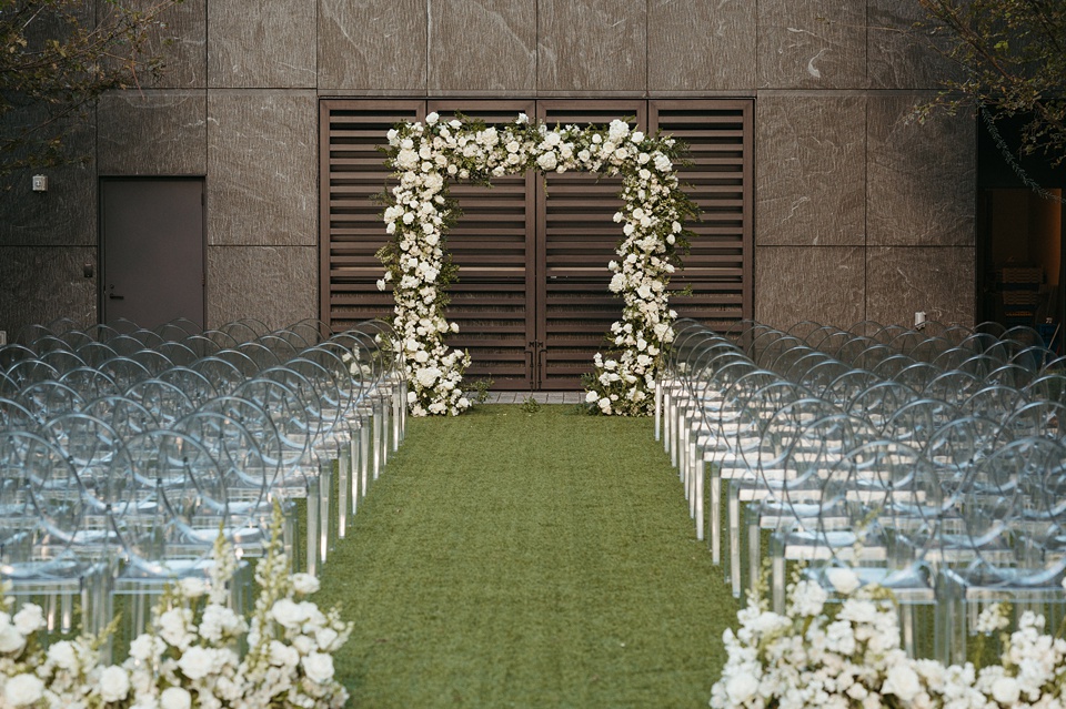 Four Seasons New Orleans,The Four Seasons courtyard set up for an intimate outdoor wedding ceremony.