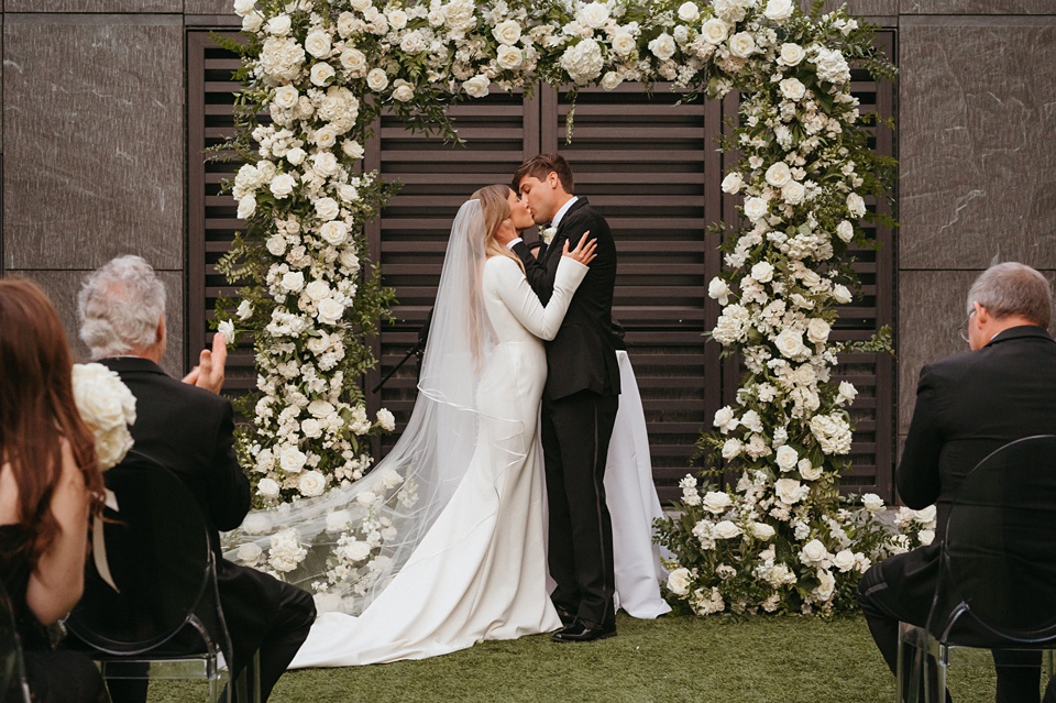 Nola Wedding,The Four Seasons courtyard set up for an intimate outdoor wedding ceremony.