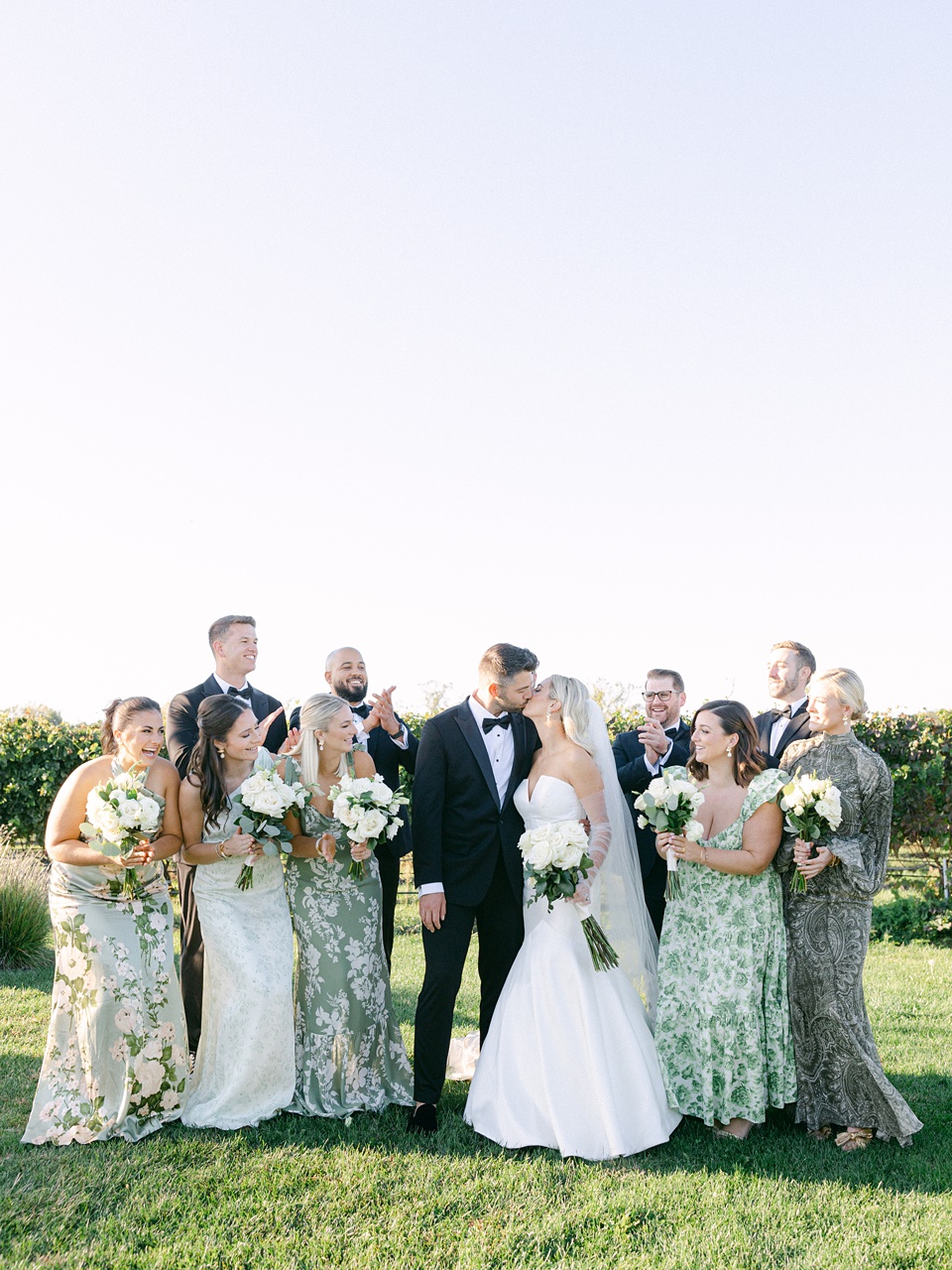 Wolffer Estate,mismatching bridesmaids