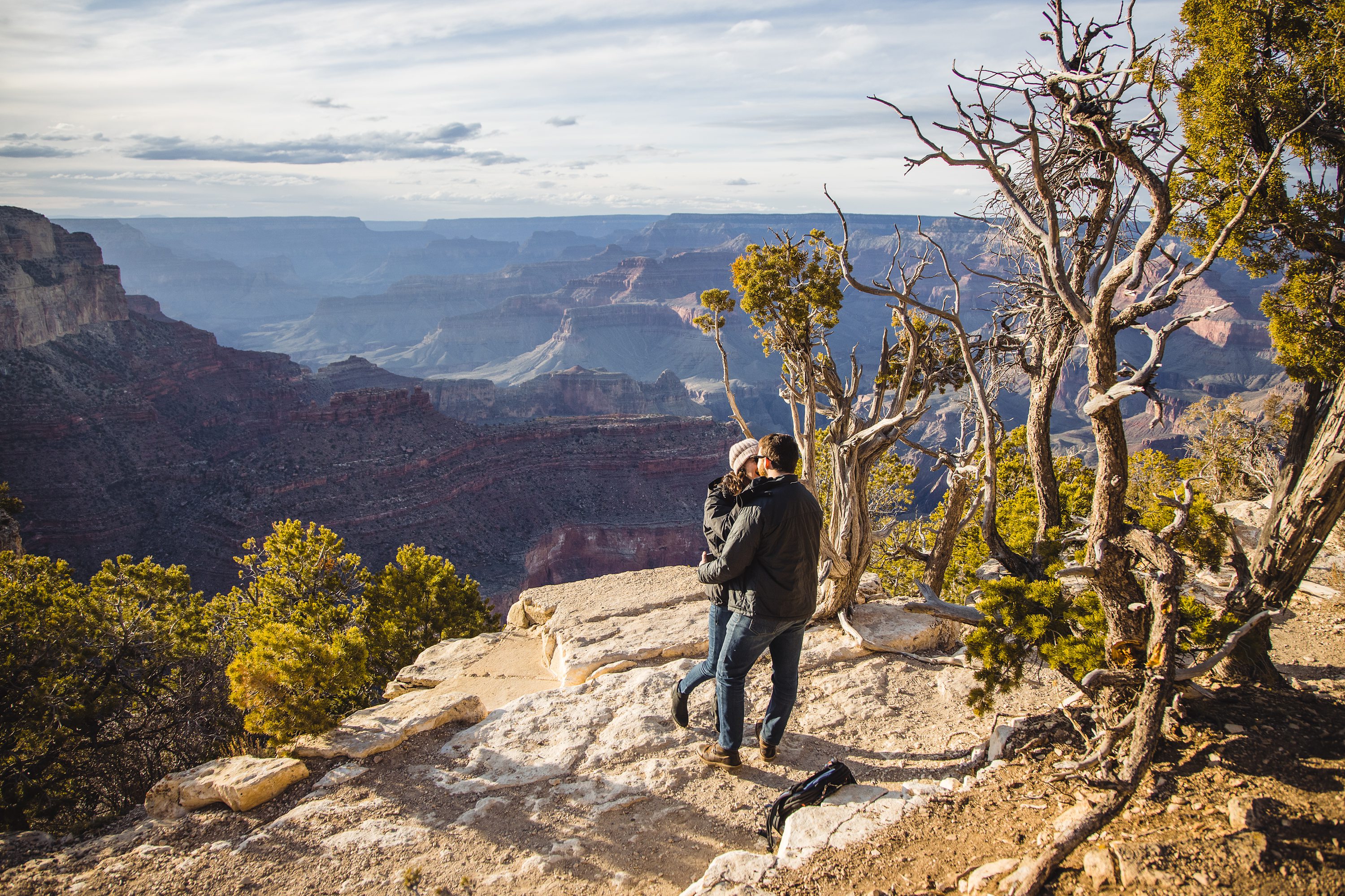 Engaged at the Grand Canyon,Grand Canyon Surprise Proposal Photography