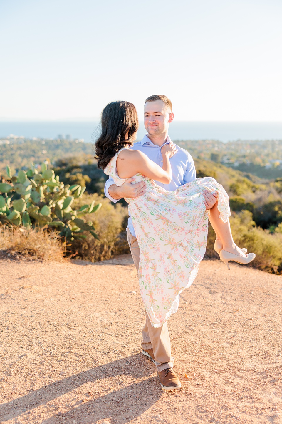 sachin and babi light blue dress Griffith Observatory Engagement Photography, Santa Monica