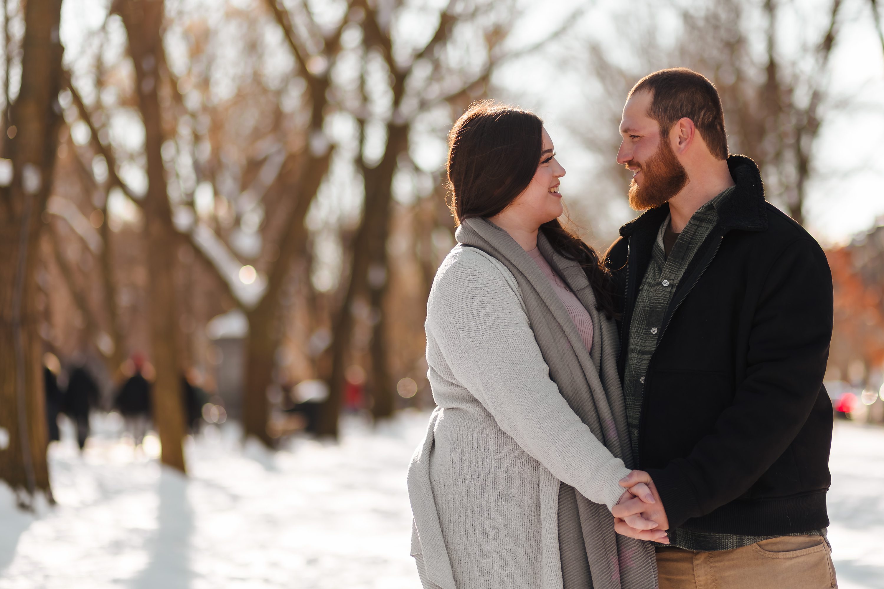 Boston Area Winter Engagement Photos in the Snow, Chelmsford, MA 