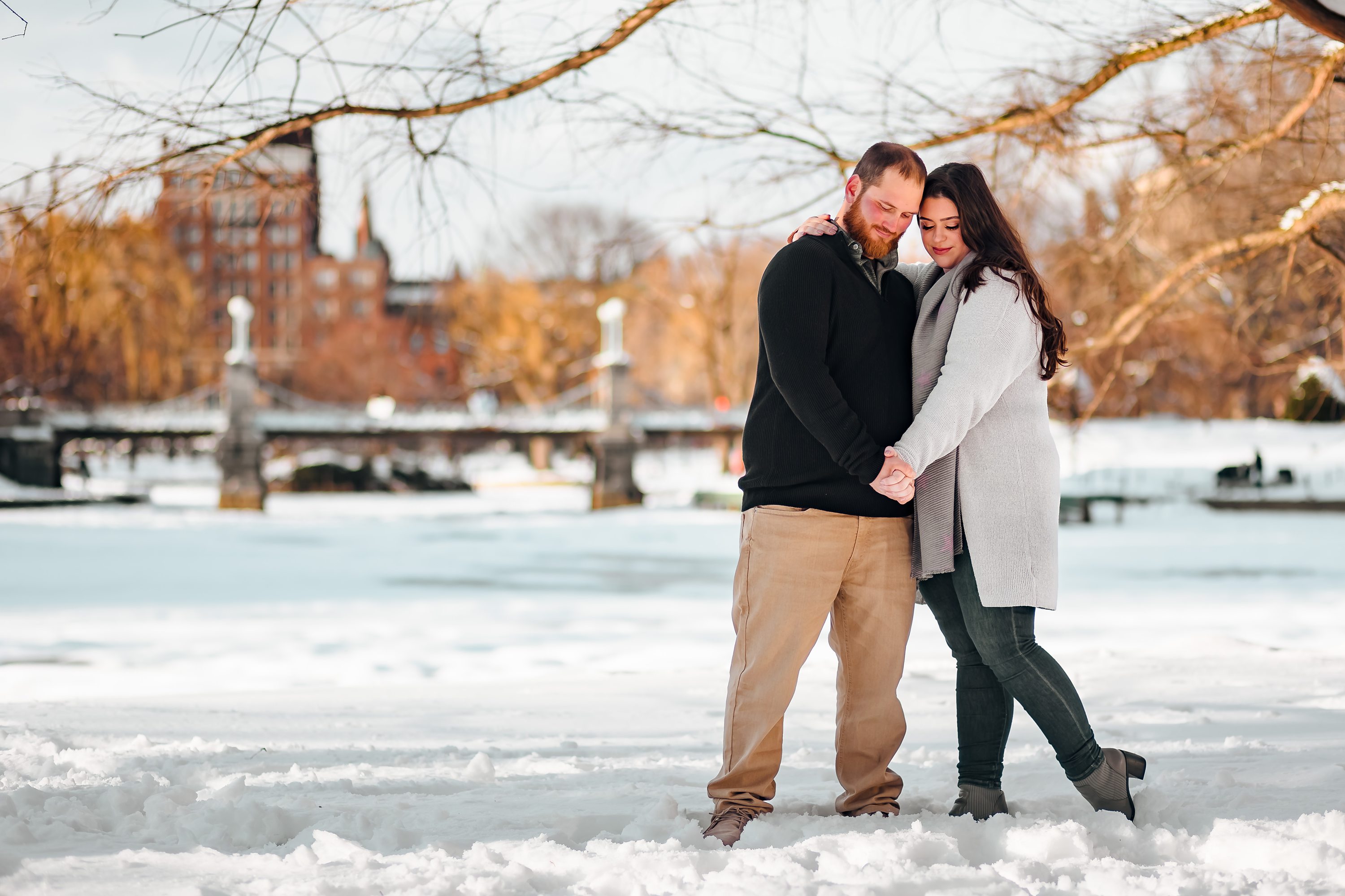 Boston Area Winter Engagement Photos in the Snow, Chelmsford, MA 