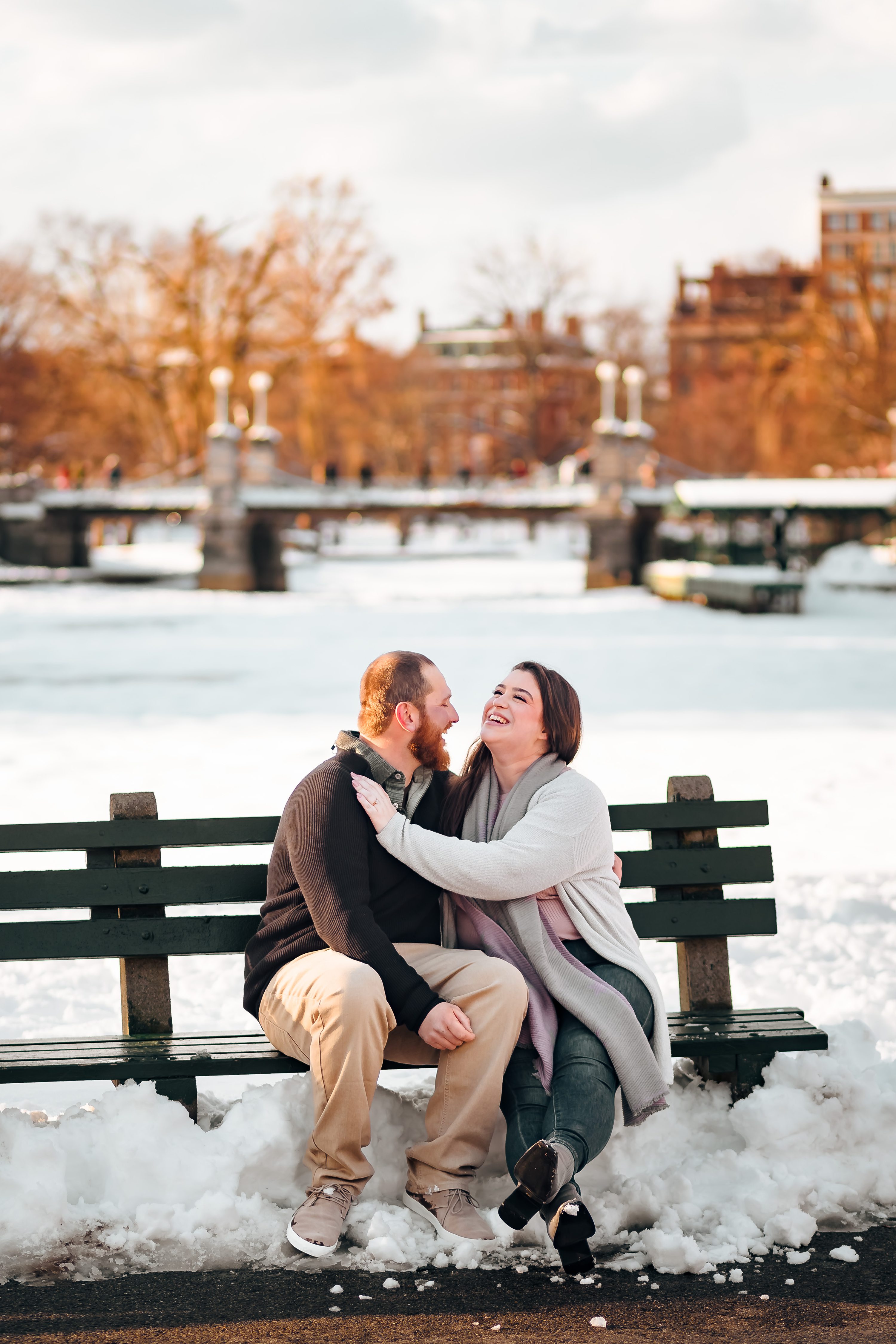 Boston Area Winter Engagement Photos in the Snow, Chelmsford, MA 