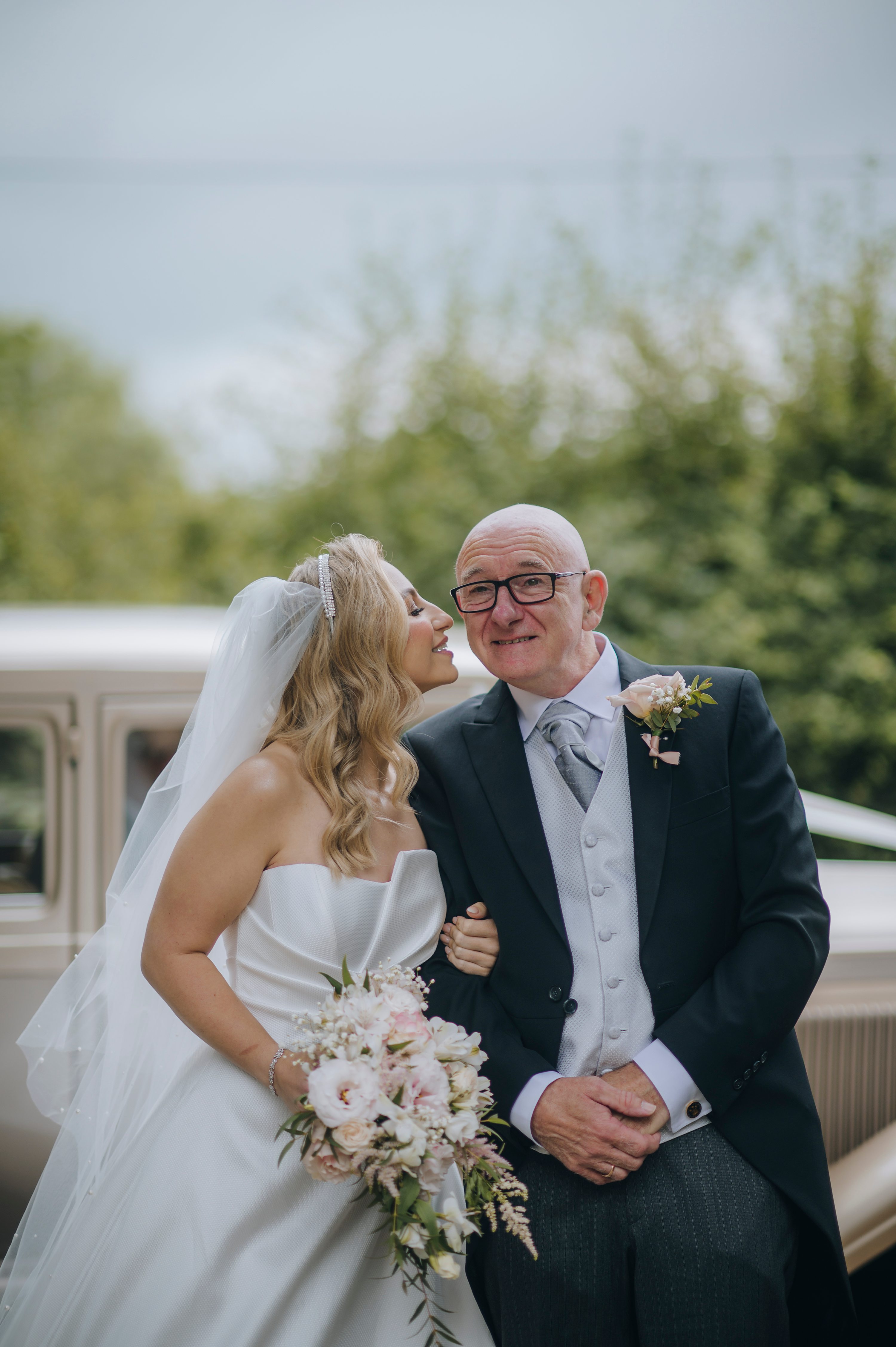 Bagden Hall Wedding Photos,Yorkshire wedding photographer,St Peter's Church, Tankersley wedding photo,bride kisses father