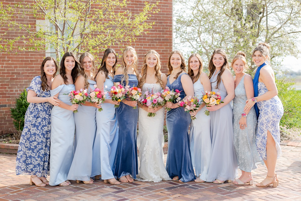 bridesmaid dresses in iowa Spring Wedding at 1868 Farmhouse Boone, pcat-420 Fallon Satin Asymmetrical Necktie Girl Size:18-24 months