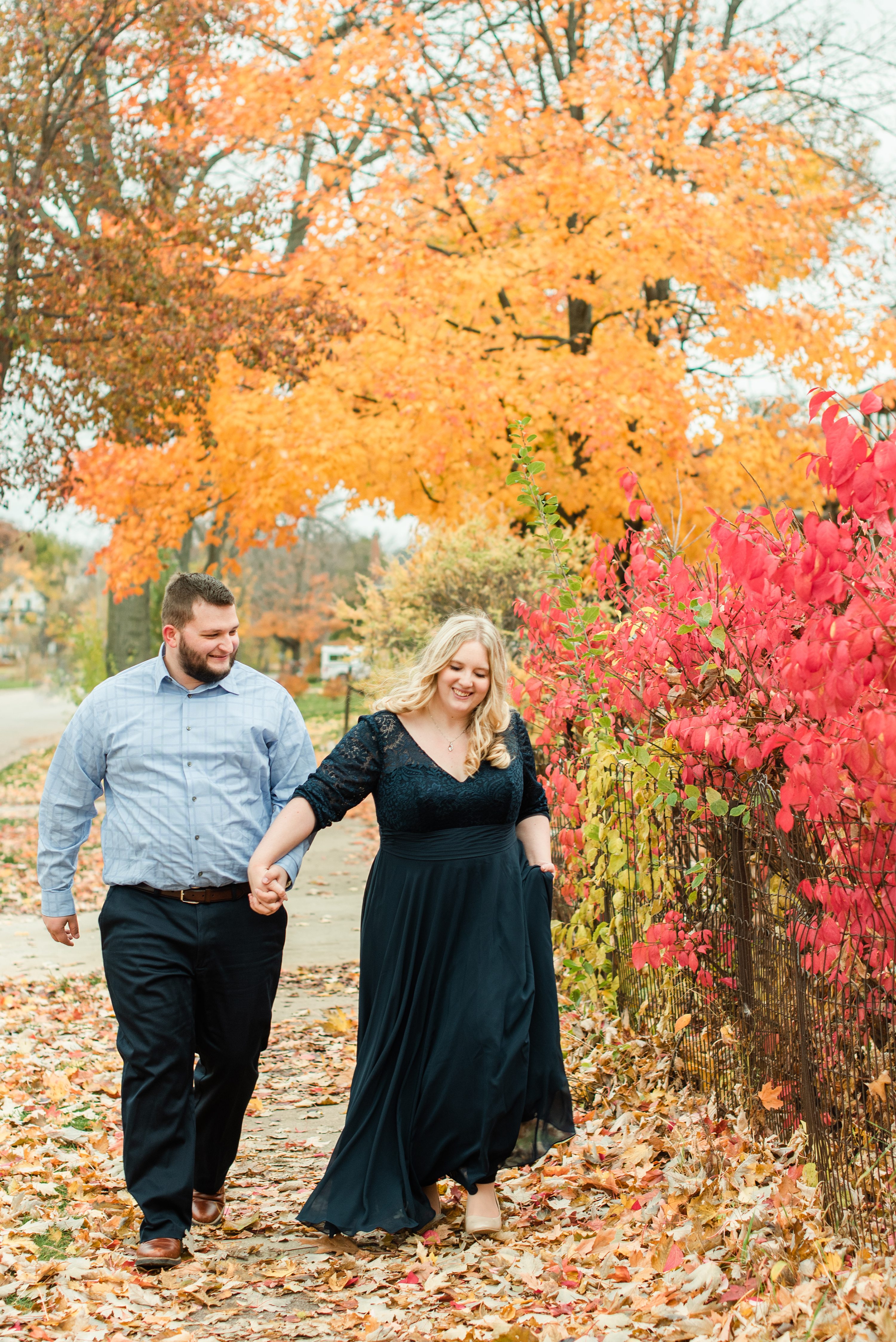 Fall Engagement Photos at Tenney Park in Madison