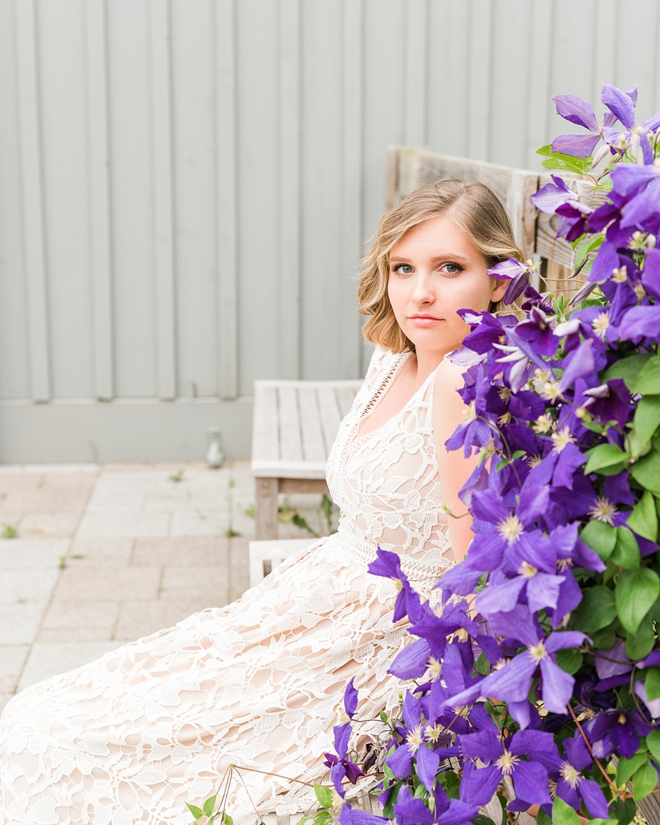 Example Shoot Title Tag,midlothian high school senior session purple flowers senior session, thrift store dress