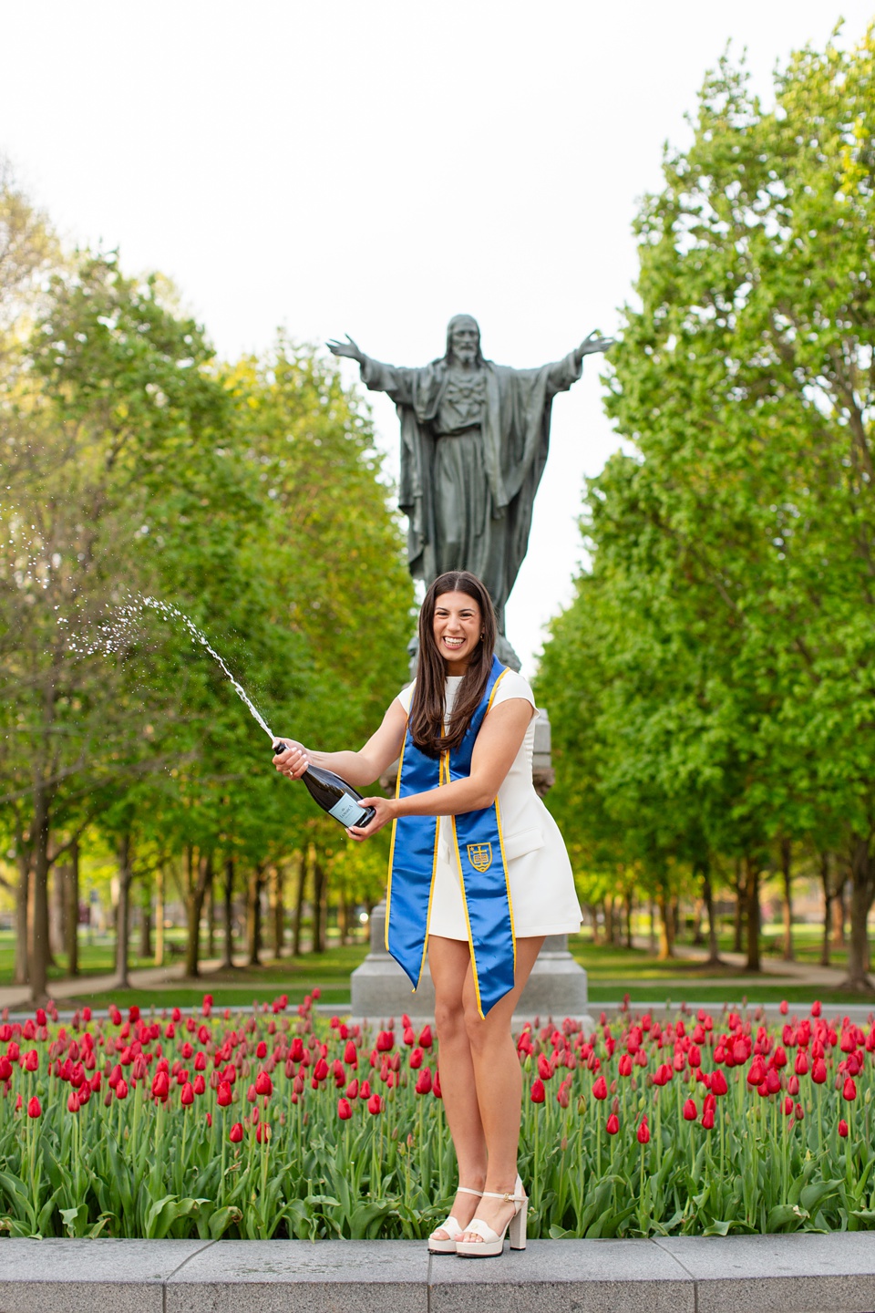 Sunrise Notre Dame Graduation Photos with Champagne