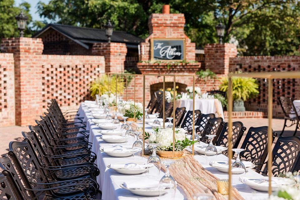 The Blanton House: A Historic Wedding Venue with Timeless Charm white floral,green and gold wedding