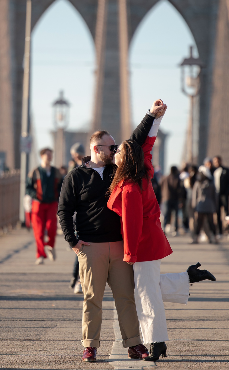 new york city,nyc,brooklyn bridge,nyc dancers,couple photography,laduca