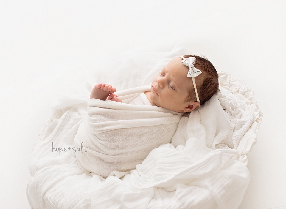 Portrait Newborn Baby Boy Month Old Smiling Baby Asleep On Bed