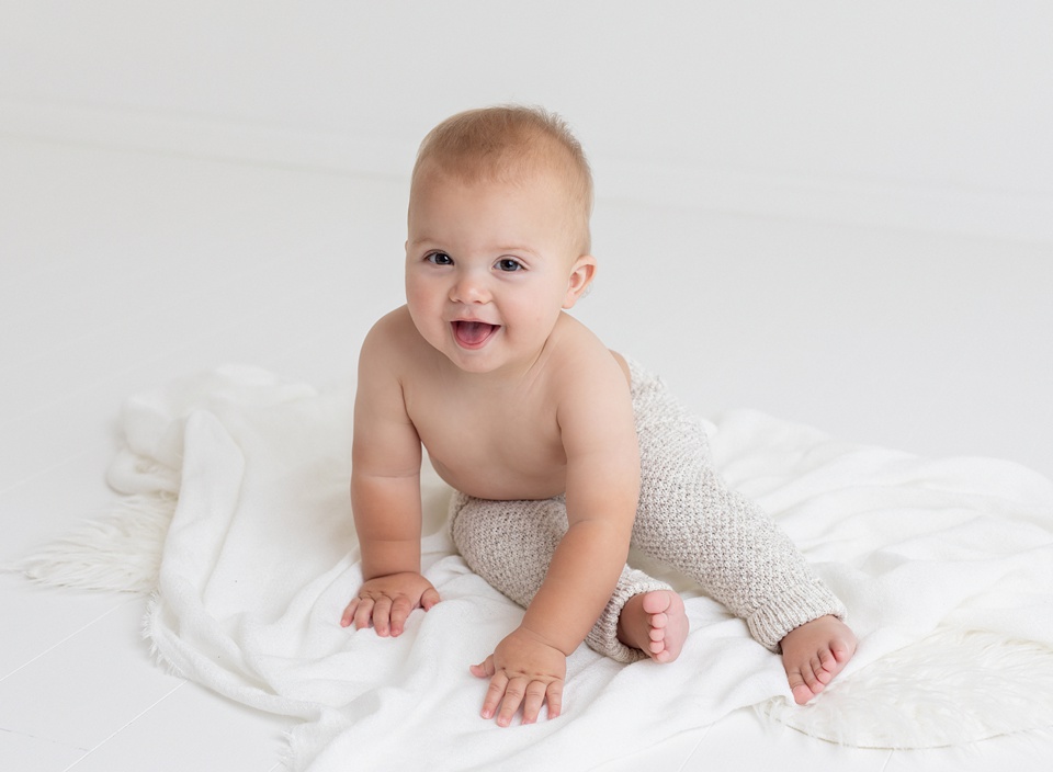 Example Shoot Title Tag baby boy one year old,all white studio