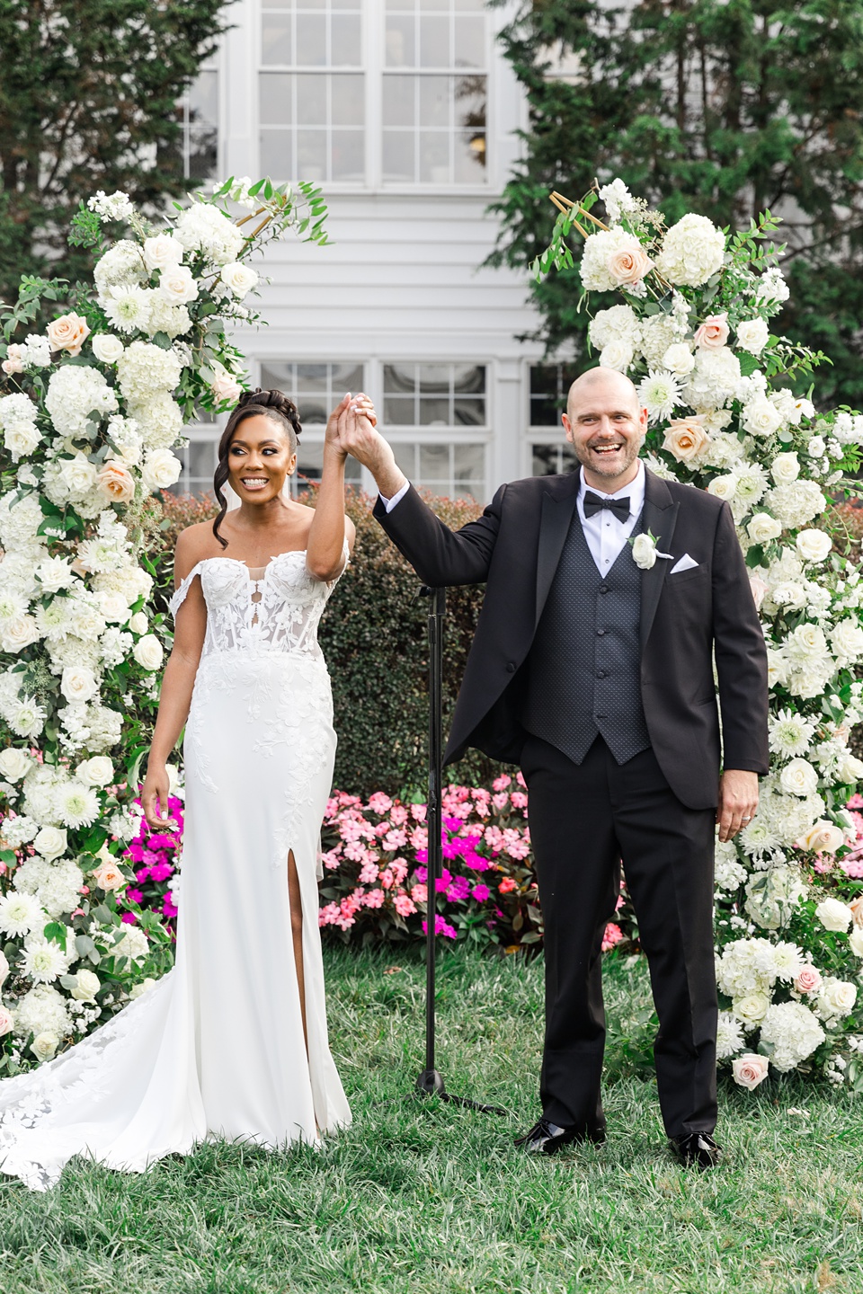 black bride white groom,wedding